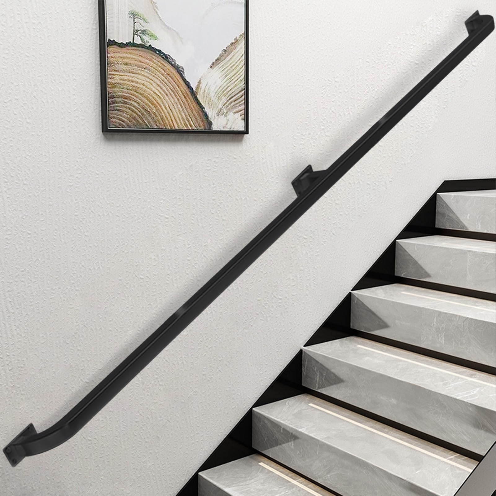 LWJSOCP Wrought Iron Stair Handrail 13ft Non Slip Wall Balustrade Safety Handrails Modern Metal Banister for Stairs Complete Kit (Size: 390cm)