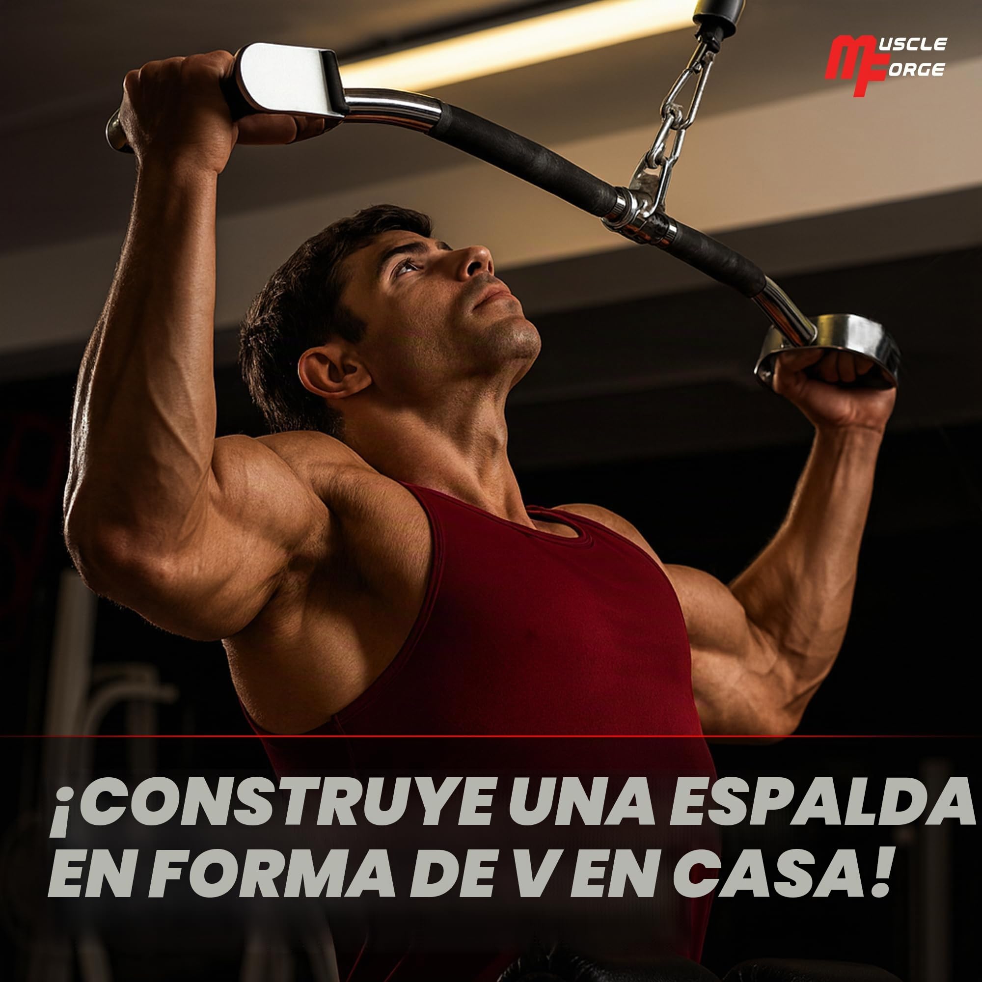 Agarres Poleas Gym de Acero – para Máquinas de Cable: Barra 70 cm, Barra Recta 50 cm, V-Bar, D Giratoria, Doble D – Antideslizante, Rotación 360° – Hogar y Estudio, Bíceps Tríceps Hombros