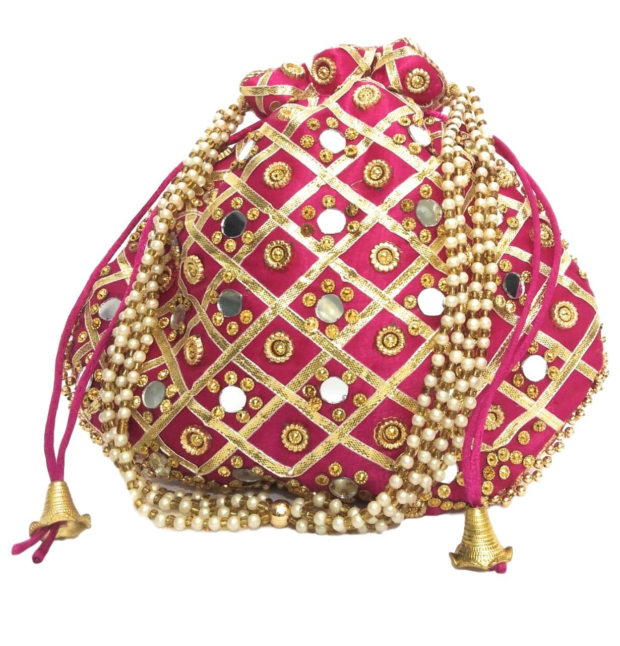 athizay Potli bags Mirror work for women pouches purses handbags tote bags Mirror fashion accessories-picture-19