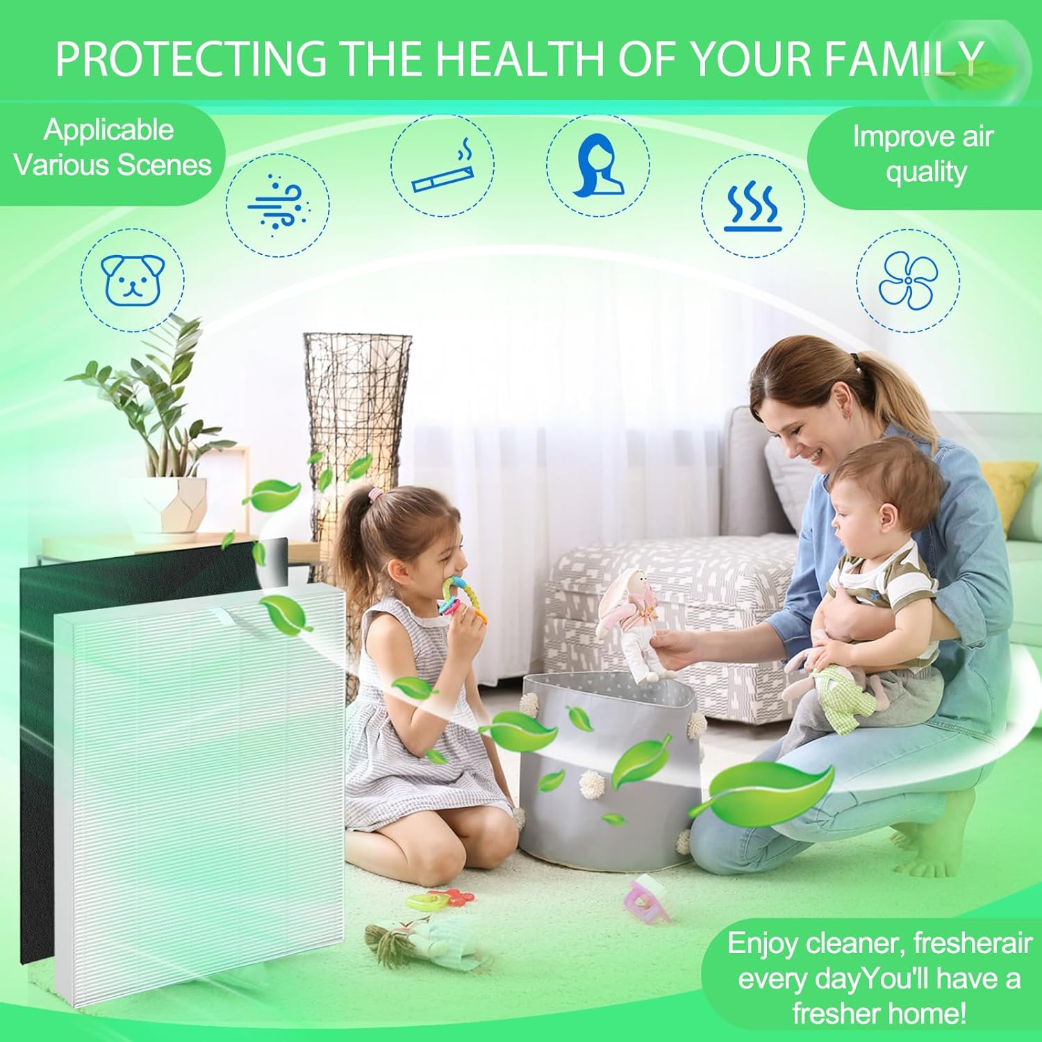 Upgraded Air108 Filter Replacement Compatible With Oreck AirInstinct air purifiers 75, 100, 108, 150,200, including 2 filters and 6 carbon pre-filters - Image 7