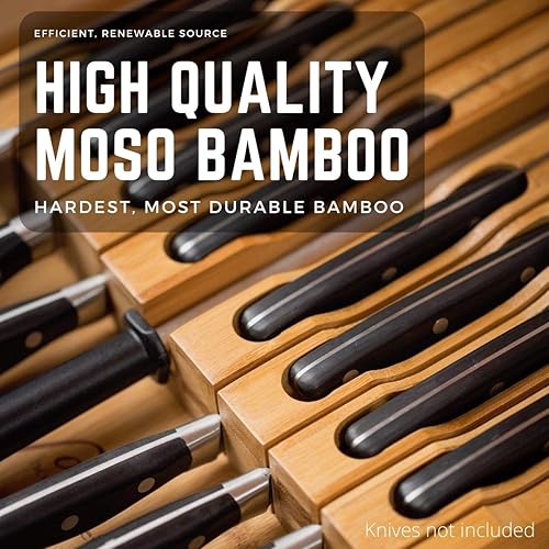 Miniatura 6 de Soporte para cuchillos de bambú en bloque contiene hasta 16 cuchillos no incluidos sin puntas más una ranura para tu afilador de cuchillos Noble