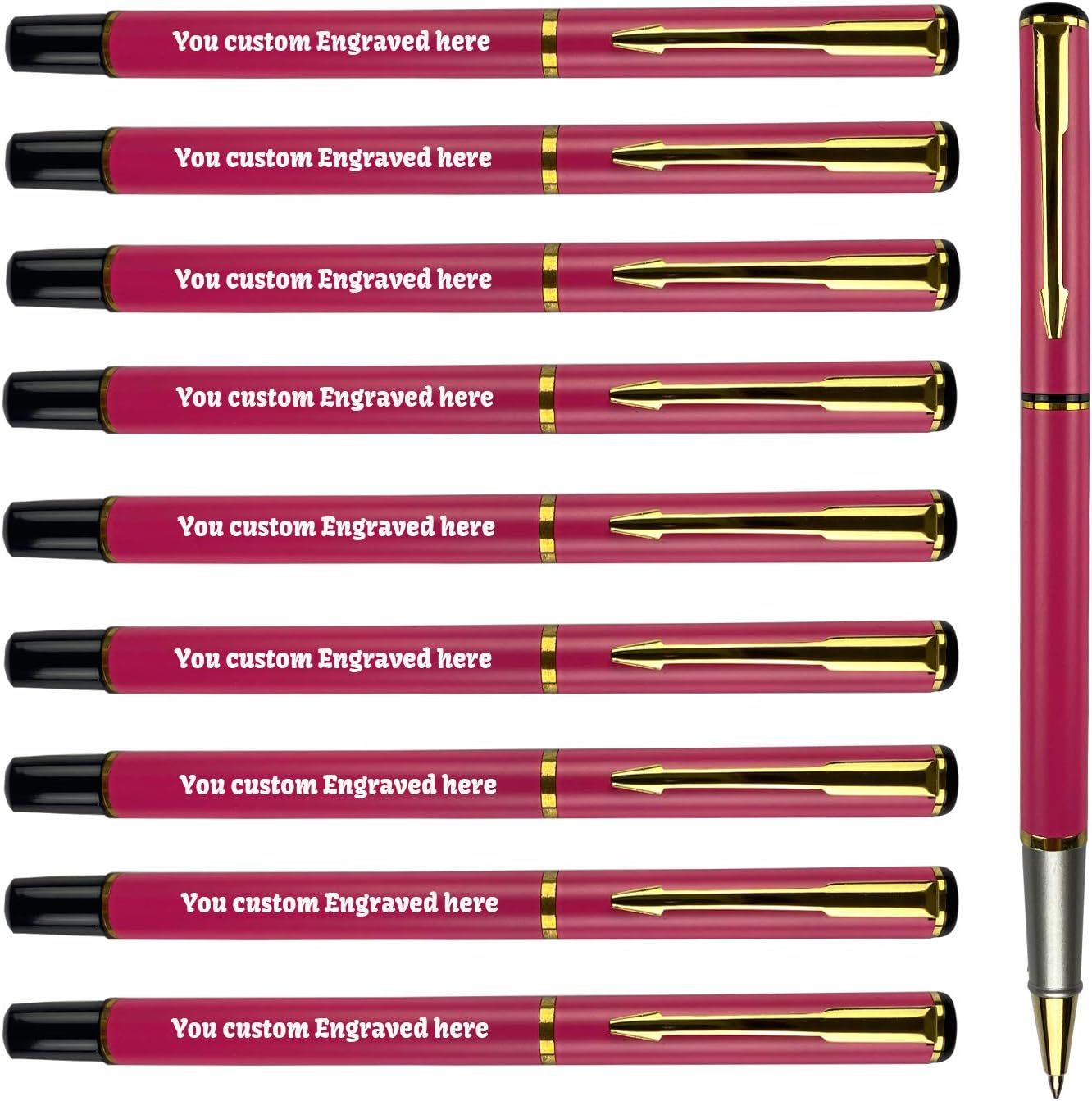 Ancolo Personalized Pens Ballpoint Pen, Engraved with Your Message Name pens/Phone Number Metal Body Black ink Gift for Bank, Office, Hotel Lobbies, Groomsmen Gift 12 PCS/Pack
