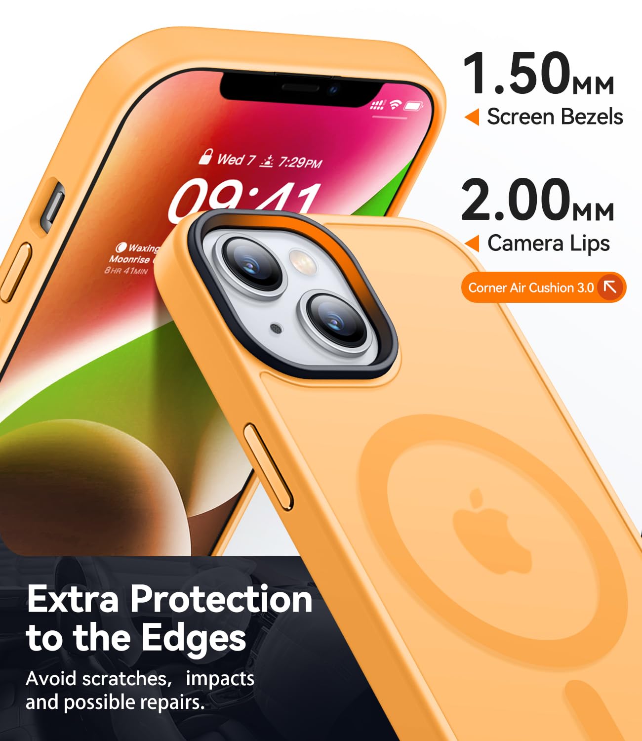 CANSHN Cover Magnetica Opaca per iPhone 13/14, [Compatibile con MagSafe] Custodia Traslucida Opaca Protettiva Sottile Antiurto 6,1 Pollici - Arancione