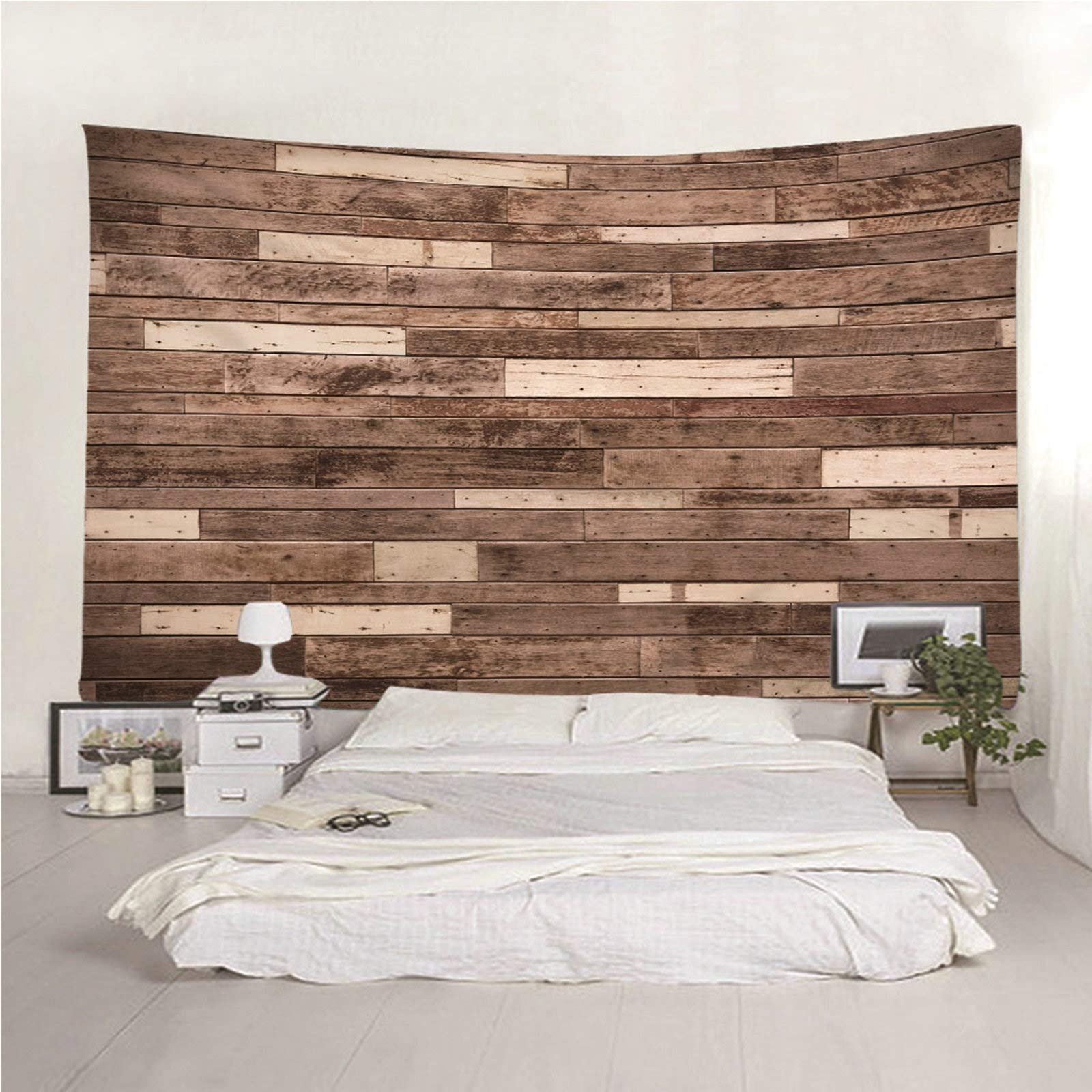 Aeici Tela Pared Playa, Tapiz Pared Decoracion Playa Tapiz de Pared Suelo de Madera Tapiz- marrón, 240x220CM