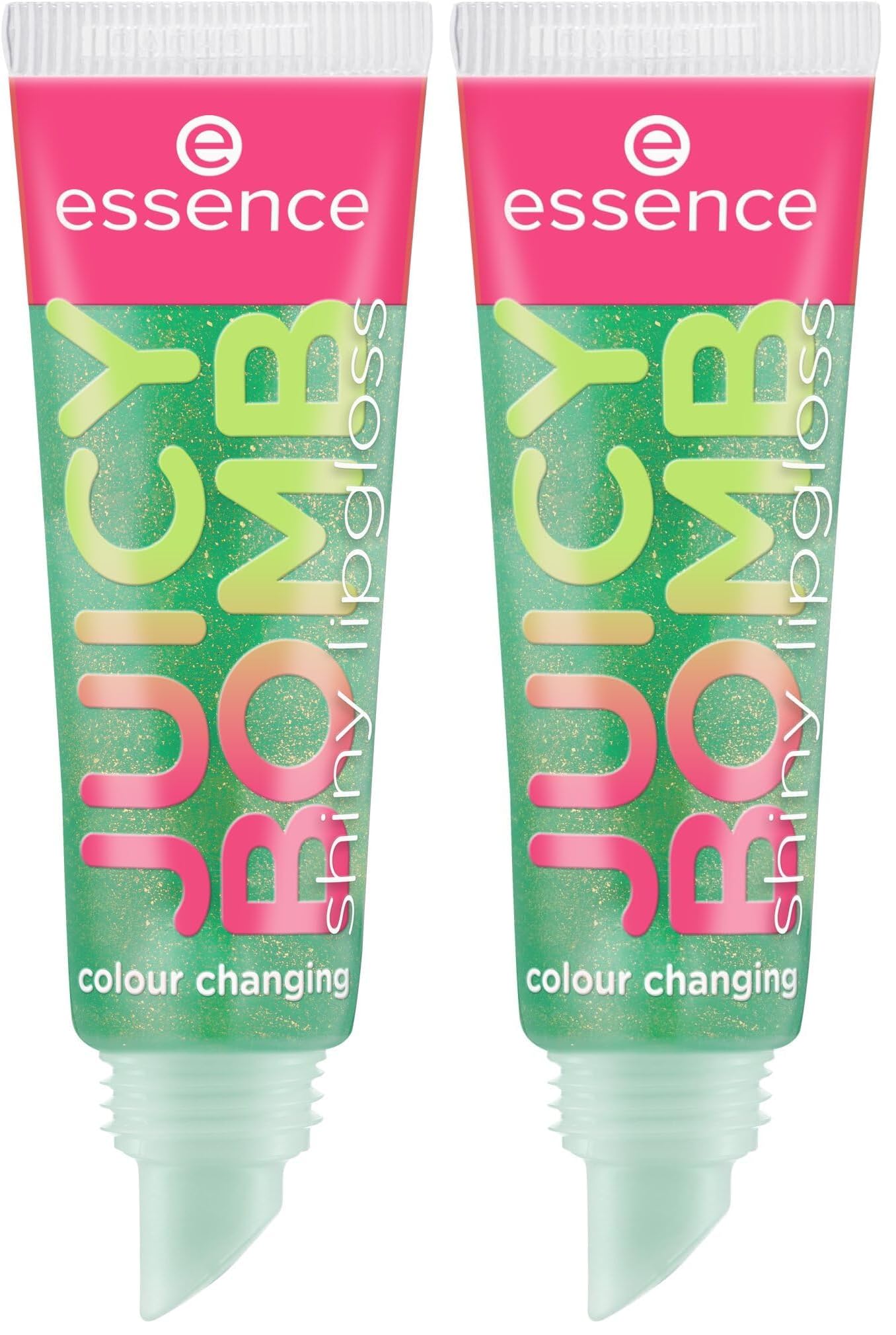 essence JUICY BOMB shiny lipgloss, Nr. 107, Grün, glänzend, strahlend frisch, schimmernd, vegan, ohne Konservierungsstoffe, ohne Parabene, ohne Mikroplastikpartikel, 2er Pack (10ml)