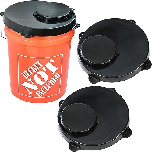 Skywin Tapa de almacenamiento con boquilla fácil de verter para cubo, paquete de 3 recipientes de almacenamiento de pellets de madera multiusos,