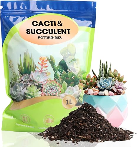 Omitgter - Mezcla de tierra para suculentas y cactus, 10 cuartos de galón de alta calidad, transpirable y de drenaje rápido para plantas saludables