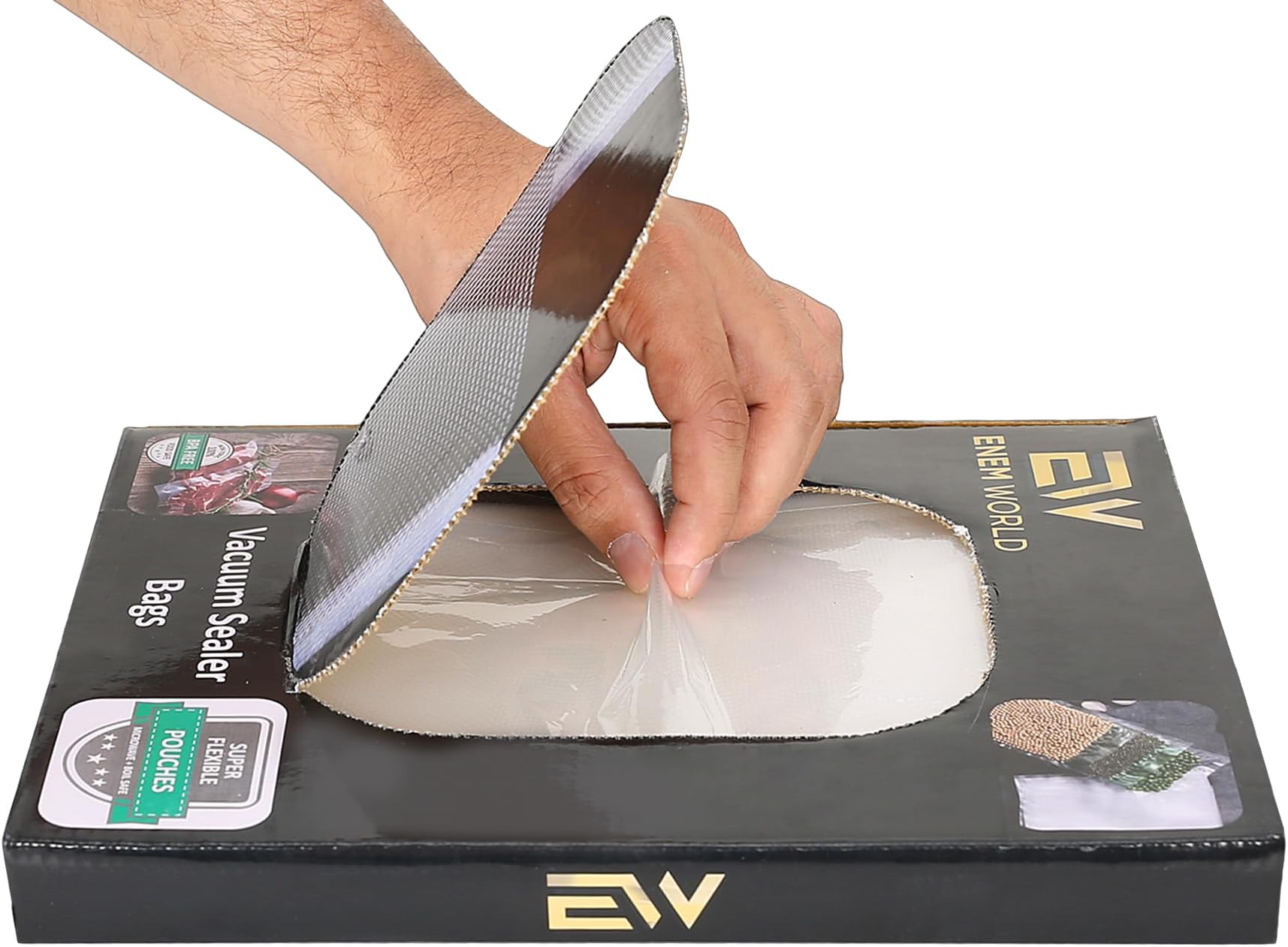 - ENEM Vacuum Sealer Machine for Packing, Sealing Machine for Food Packets, 65kpa Automatic Packet Sealer Machine, with 1 Year Warranty from Enem, With 10 Vacuum Pouches