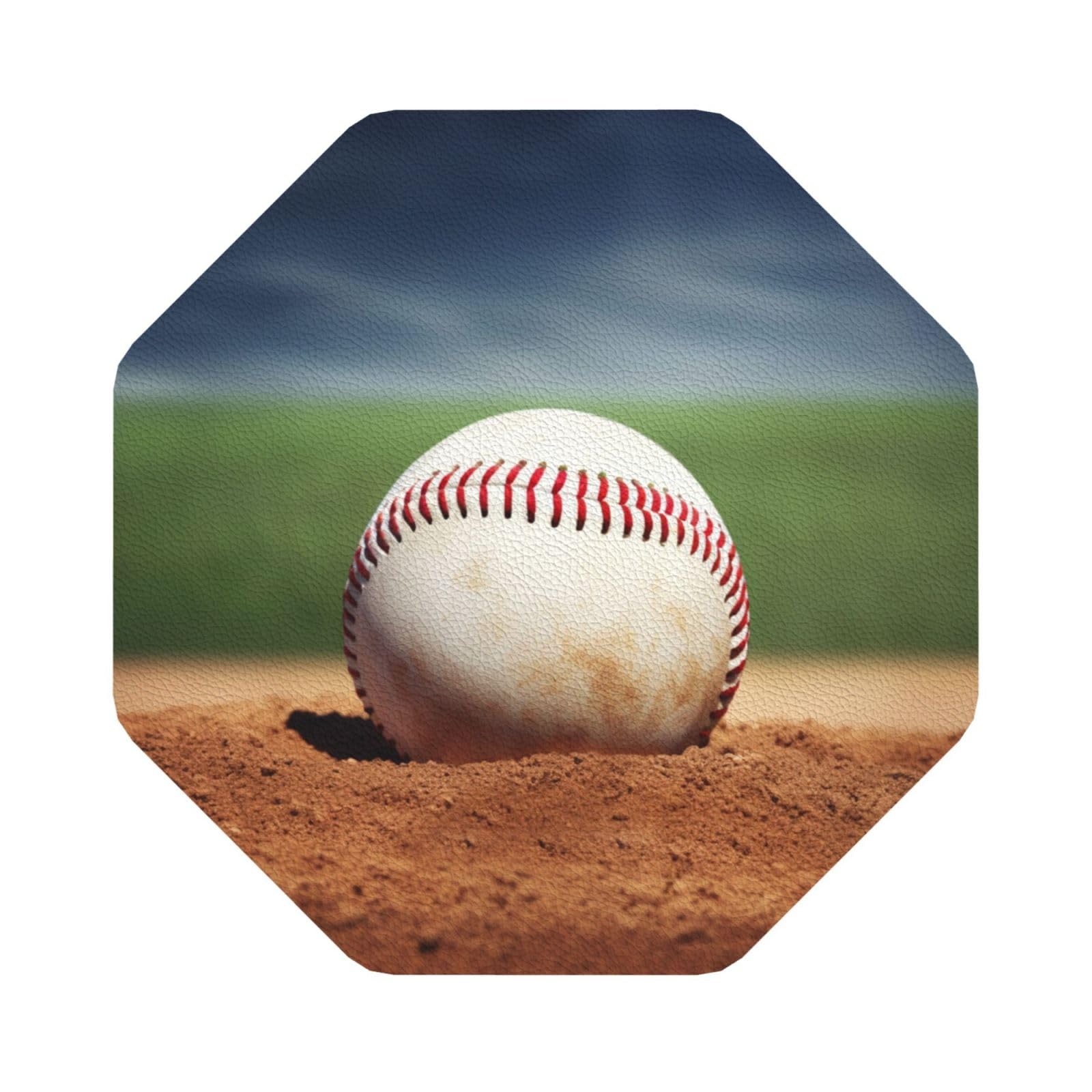 Fodpand Octagon Baseball Drink Coasters Set Of 4, Heat Resistant Leather Coasters Fuuny Bar Beer Beverage Coaster For Drinks, Absorbent Cup Mat For Tabletop Protection, Housewarming Gift