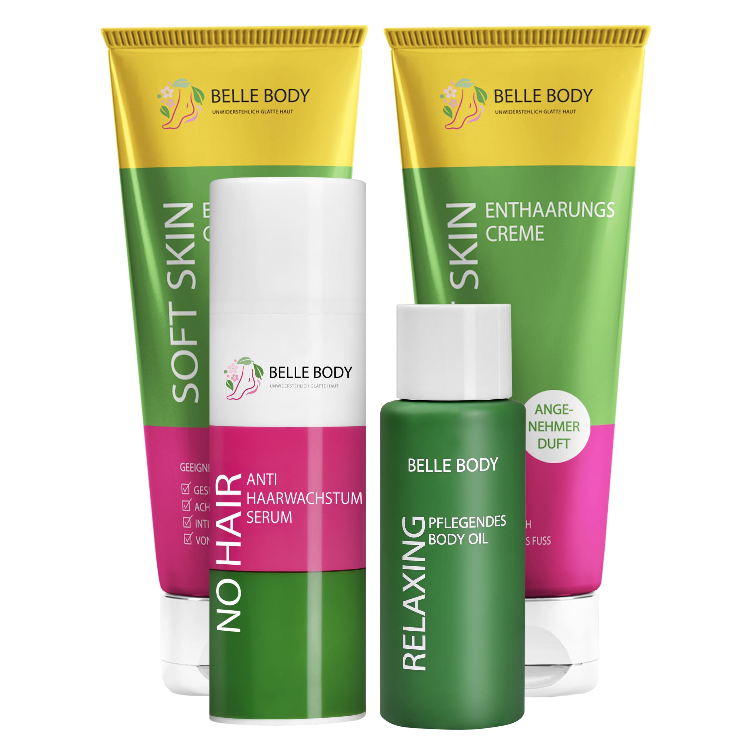 Belle Body Perfektes Intim Trio Haarentfernung Set - Enthaarungscreme, Anti Haarwachstum Serum & Body Oil