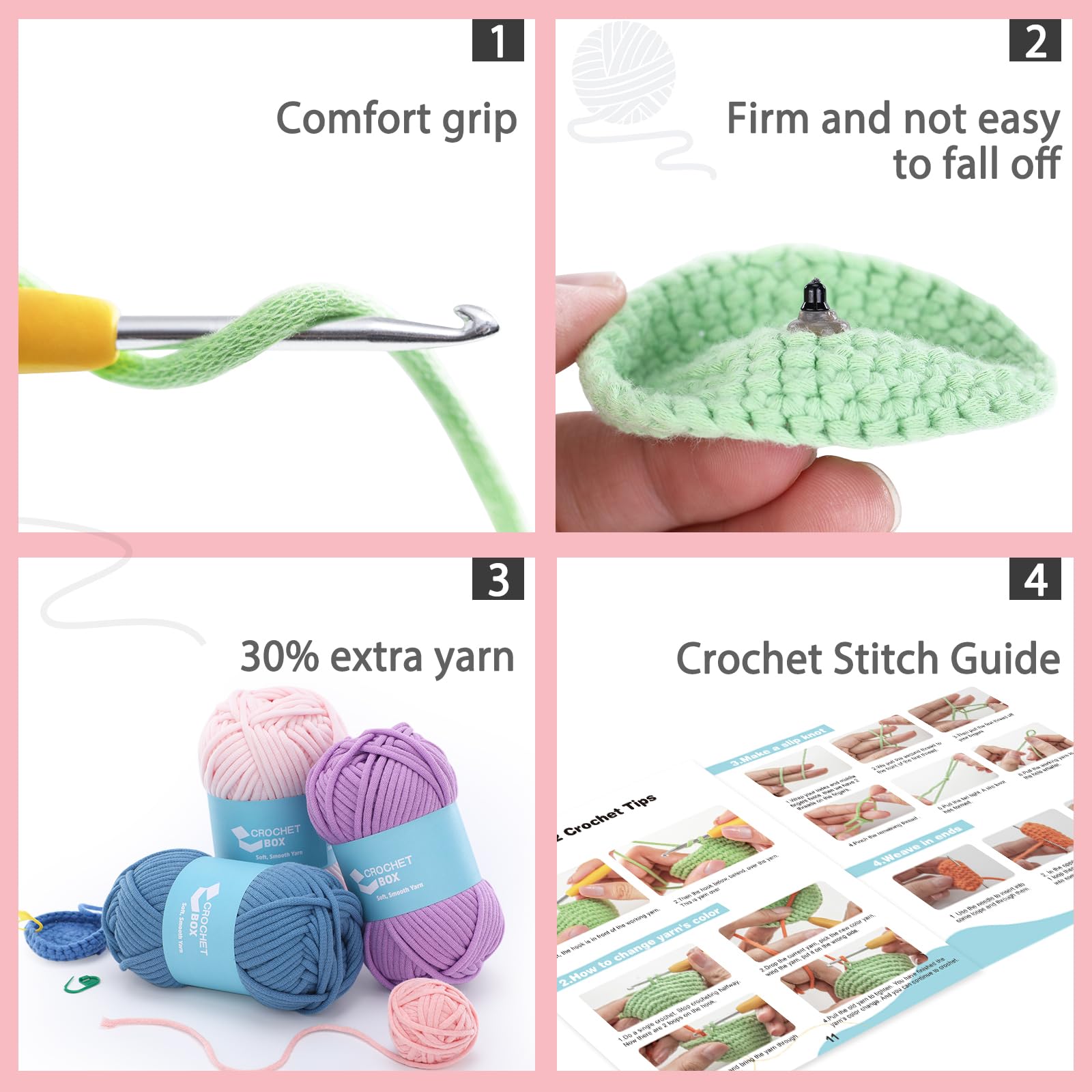 Kit Uncinetto Axolotl Per Principianti – Completo Di Filato, Uncinetto, Video Tutorial E Accessori Per Creare 3 Gattini Axolotl
