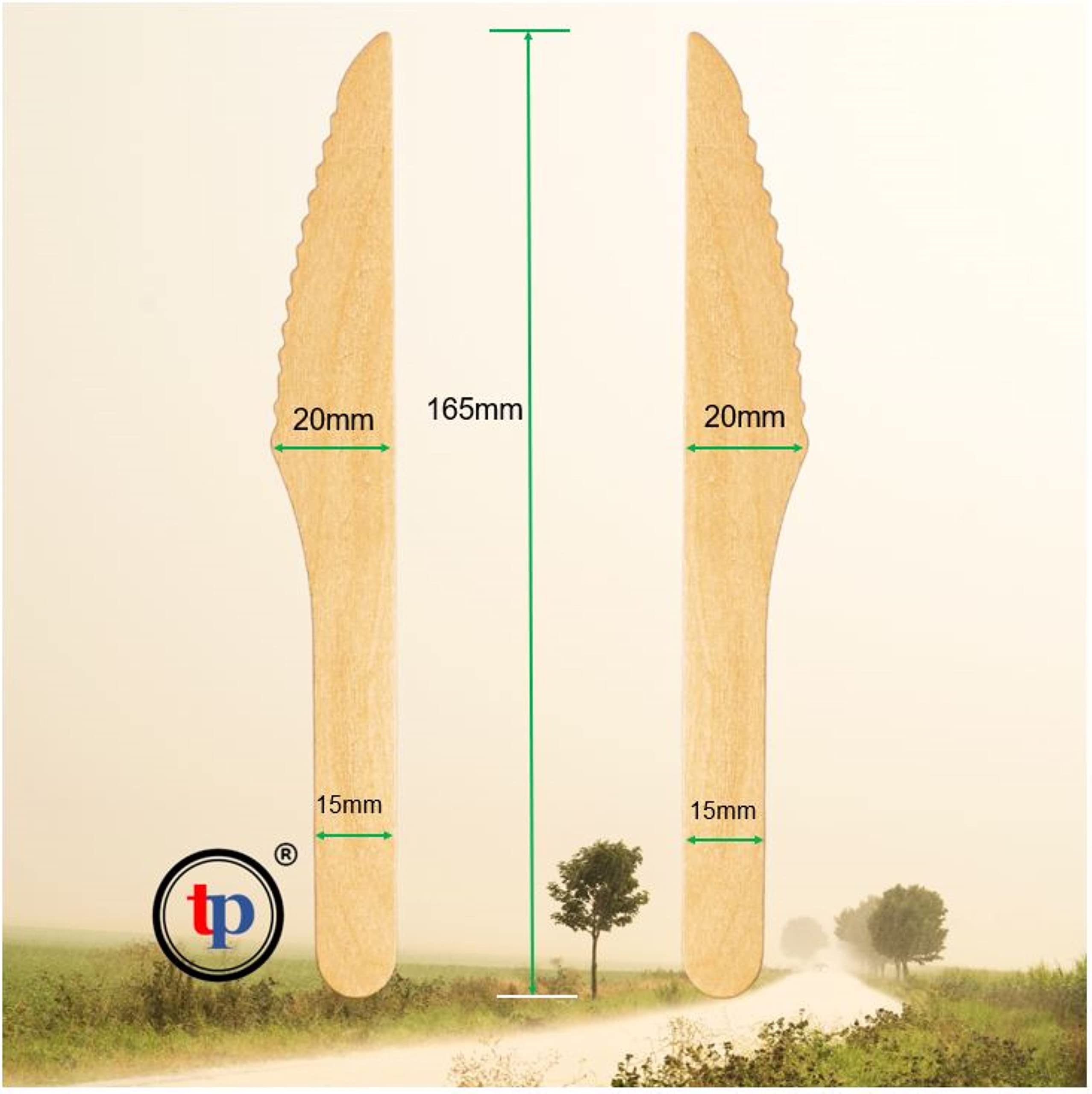 TradeProvider® Coltello usa e getta, posate in legno, coltello da cena (100 pezzi)