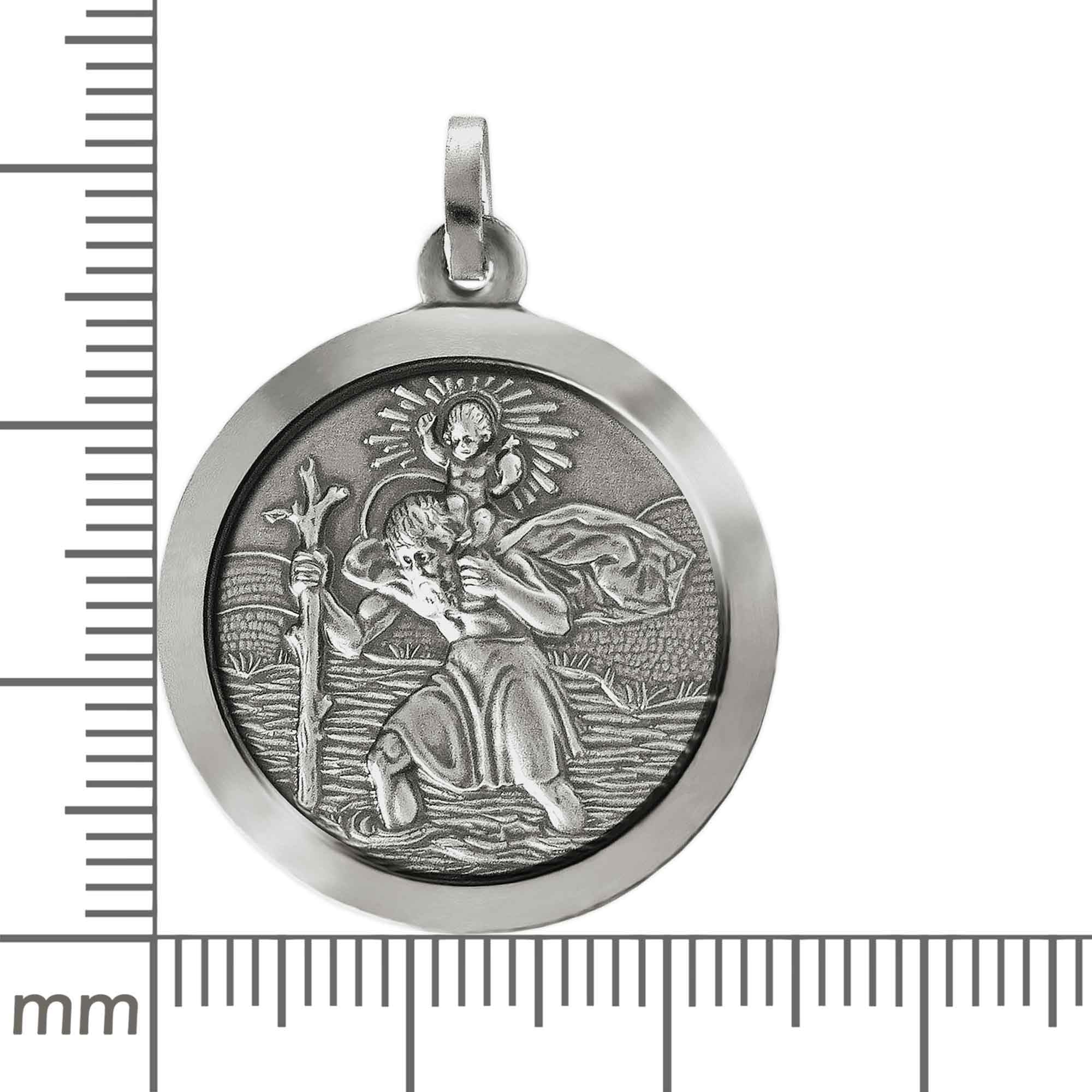 Clever Schmuck Zestaw srebrnych zawieszek przód duży chrzesztang Ø 24 mm antyk czerniony błyszczący tył matowy z łańcuszkiem weneckim 60 cm oba rodowane srebro wysokiej próby 925