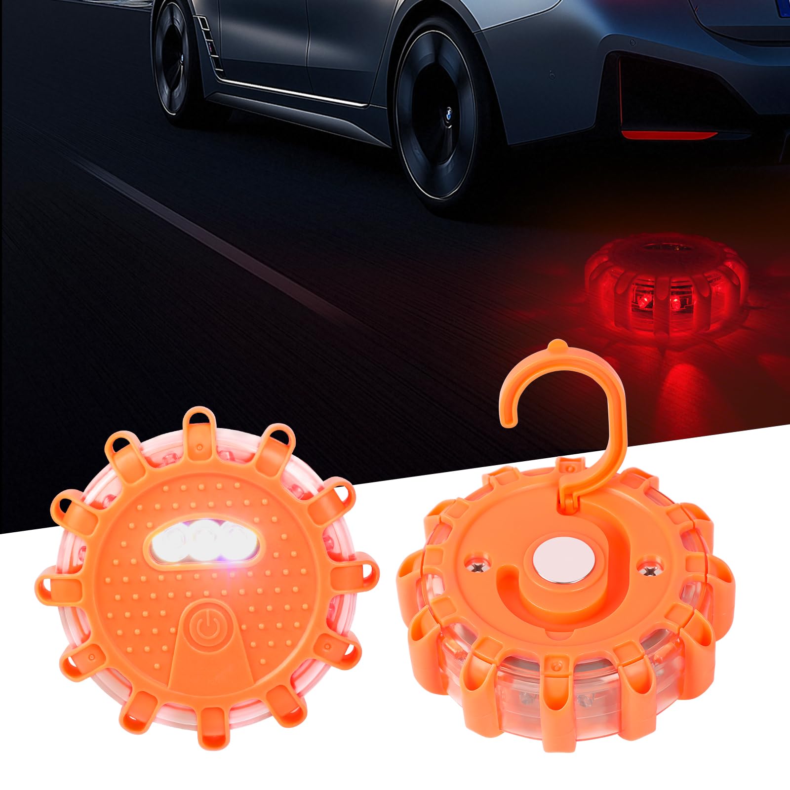 6 Stück LED Warnleuchte Auto Panne mit 9 Blinkmodi,Wasserdicht Warnleuchten & Notbeleuchtung Warnlampe Mit Magnet Und Haken, FüR Boot Schiff FüR PKW LKW RV
