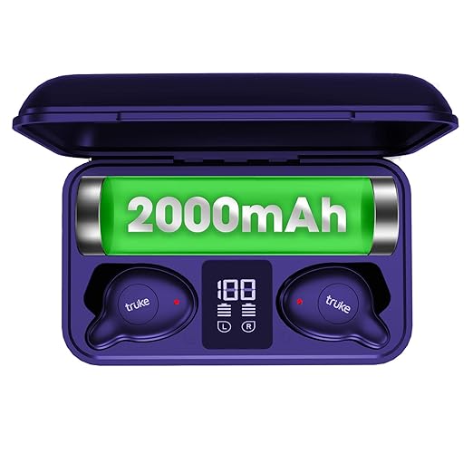 truke Fit Pro Power True Wireless in Ear Earbuds with Mic (TWS) Dolphin Design 2.0, Quick Charging Headphones, Digital LED 2000mAh Case, Bluetooth 5, 13mm Driver, Built-in Mic (Royal Blue) at Rs. 799