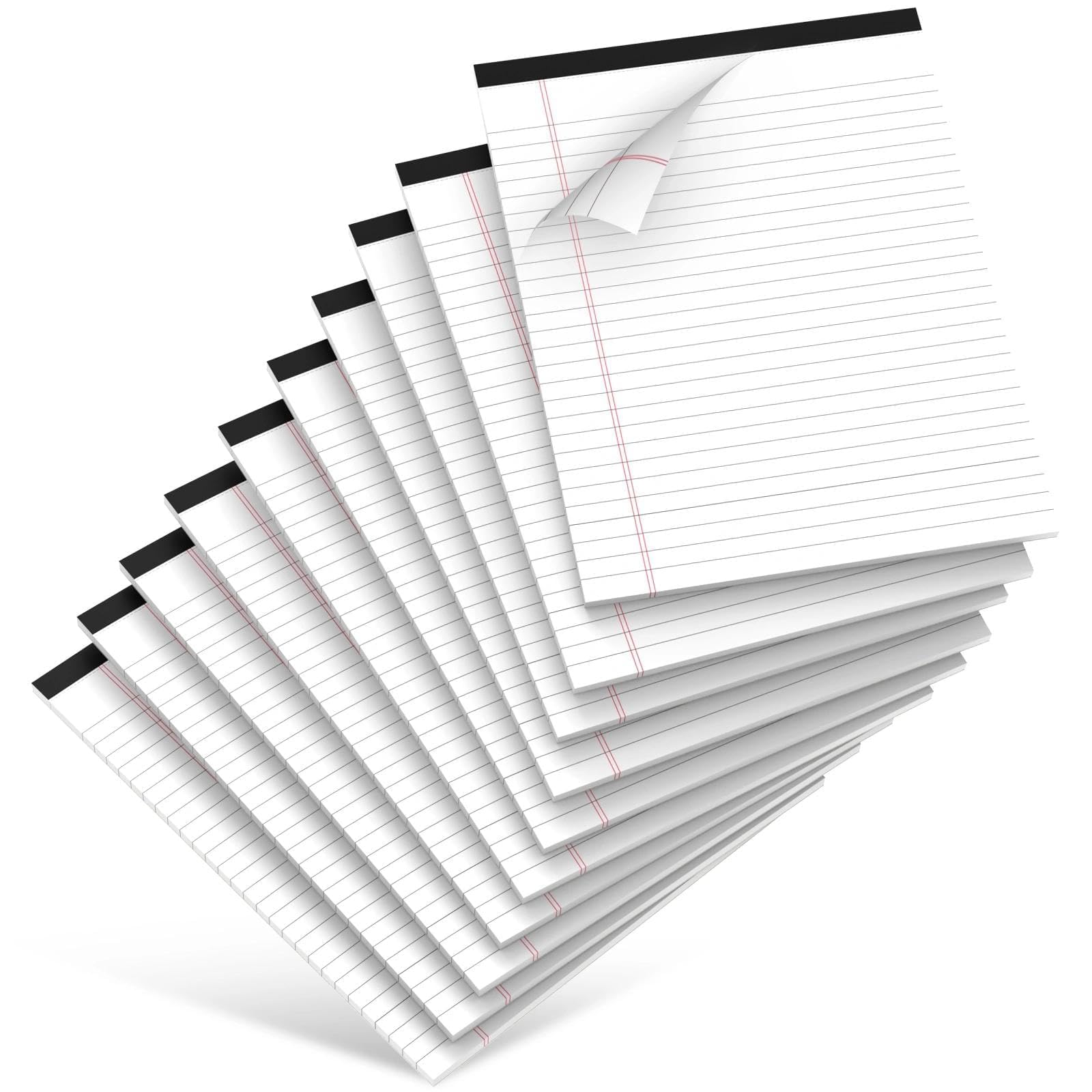 ReePlan 10PCS Notepad 8.5 x 11 White Lined Paper, 8.5 x 11 Legal Pads 30 Sheets/Pad, Office School Note Paper, Wide Ruled Writing Pad for Meetings, Homework, Journaling and Daily Notes(A4 Size)