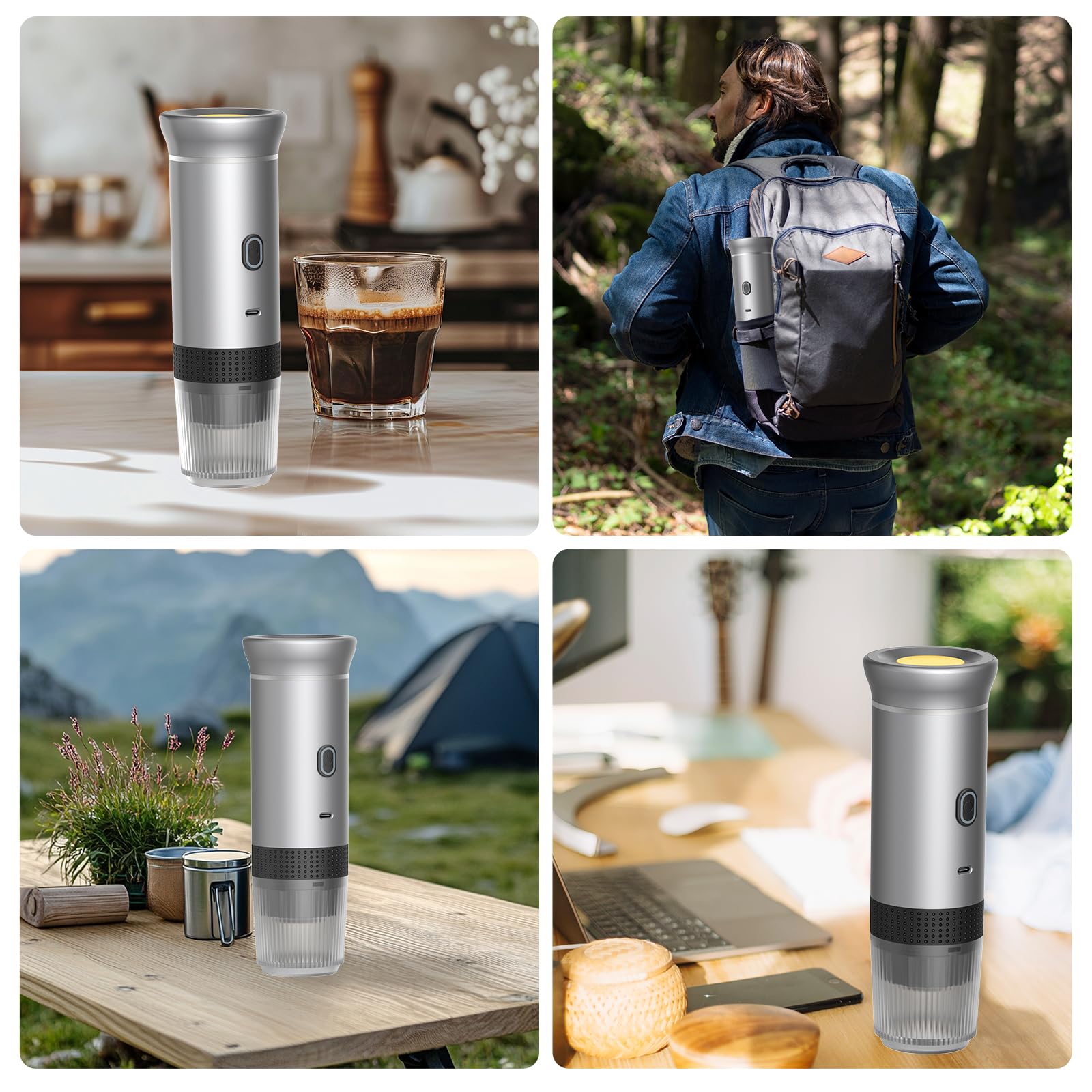 Vunzo Machine à expresso électrique, portable, auto-chauffante, avec USB-C, à capsule, mini machine à café de voyage, machine à café de camping