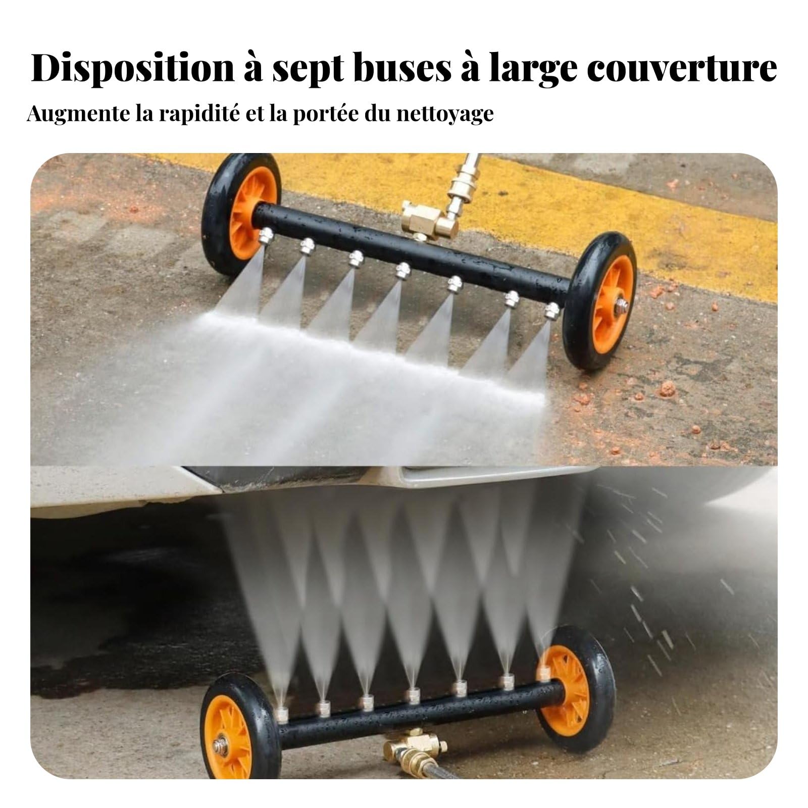 Hidrolimpiadora Accesorio Transformable Limpiador Chasis Auto Diseño Versátil Permite Lavado Eficiente con Boquillas Múltiples de Acero Inoxidable, Naranja