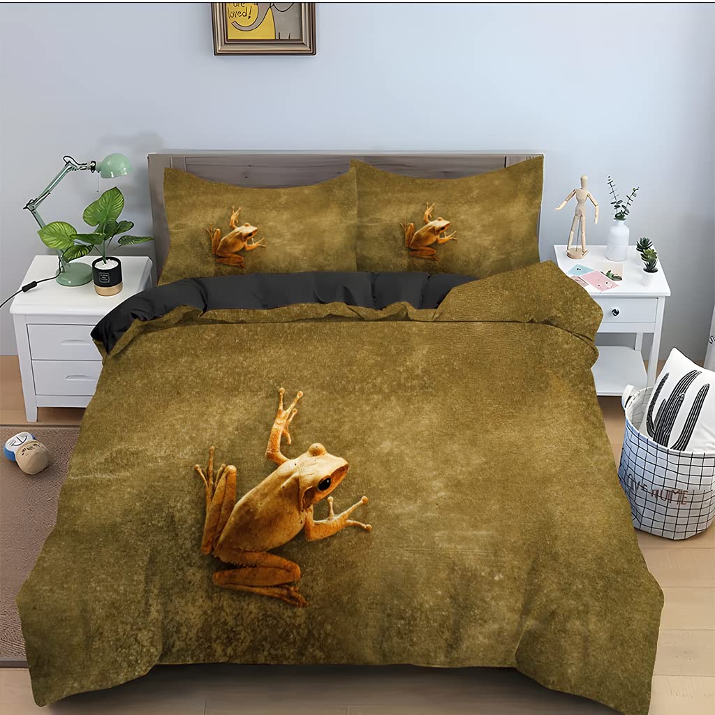 Housse de couette 220x240 grenouille verte pour une chambre d'adulte fraîche et pleine de nature