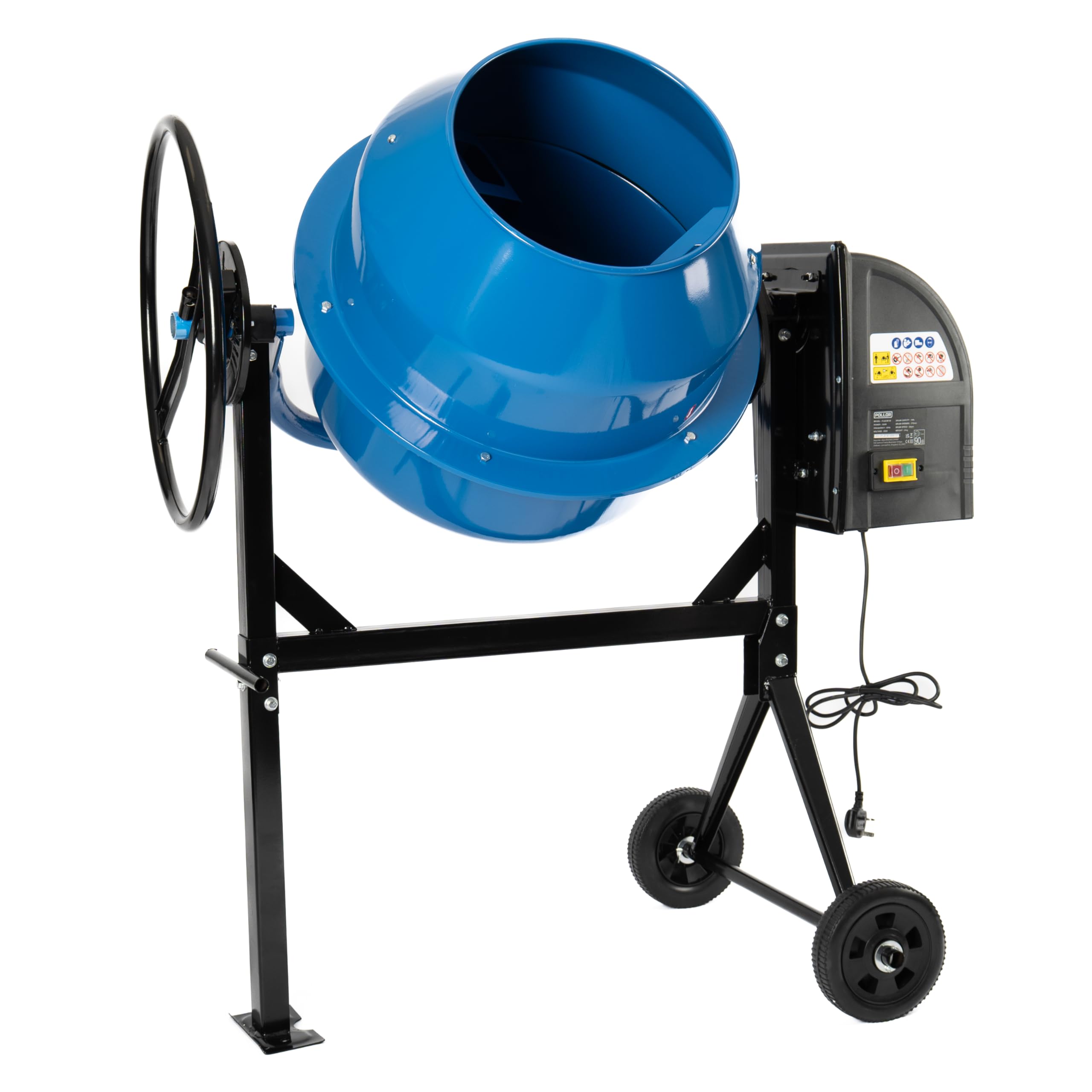 Pollor Blue Electric Cement Mixer 140L Litres 550W Concrete Mortar Mixer Portable 230V