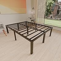 Vista 38 de Base de cama tamaño Queen de 12 pulgadas, no necesita somier, base de colchón de plataforma de metal resistente con listones de acero