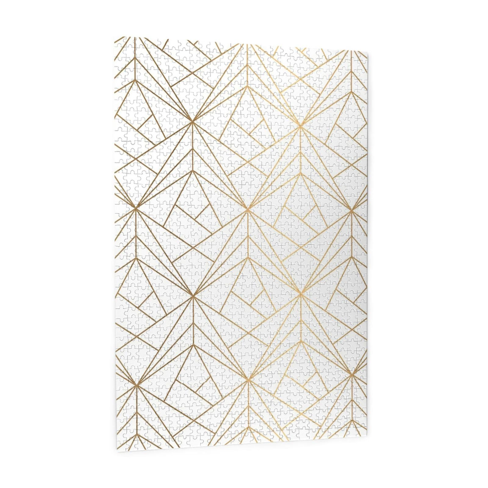 Motivo geometrico dorato con riflessi bianchi, puzzle da 1000 pezzi per adulti, puzzle impegnativi, puzzle a incastro