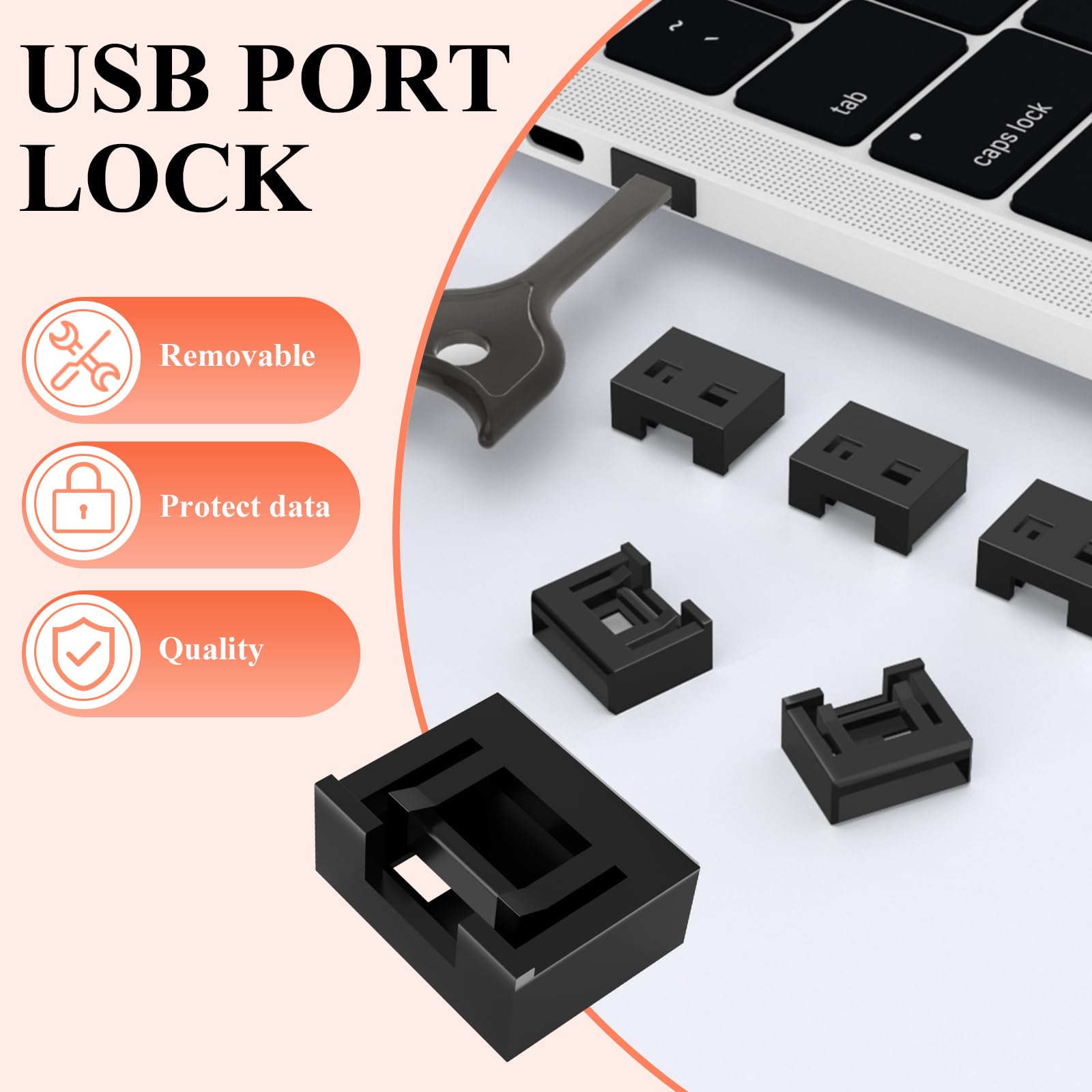 24PCS USB Port Lock with 2 Key Laptop Security Locks Removable USB -A Port Blocker Dust Moisture Resistant Shield for PC,Laptop & Protect Information Security