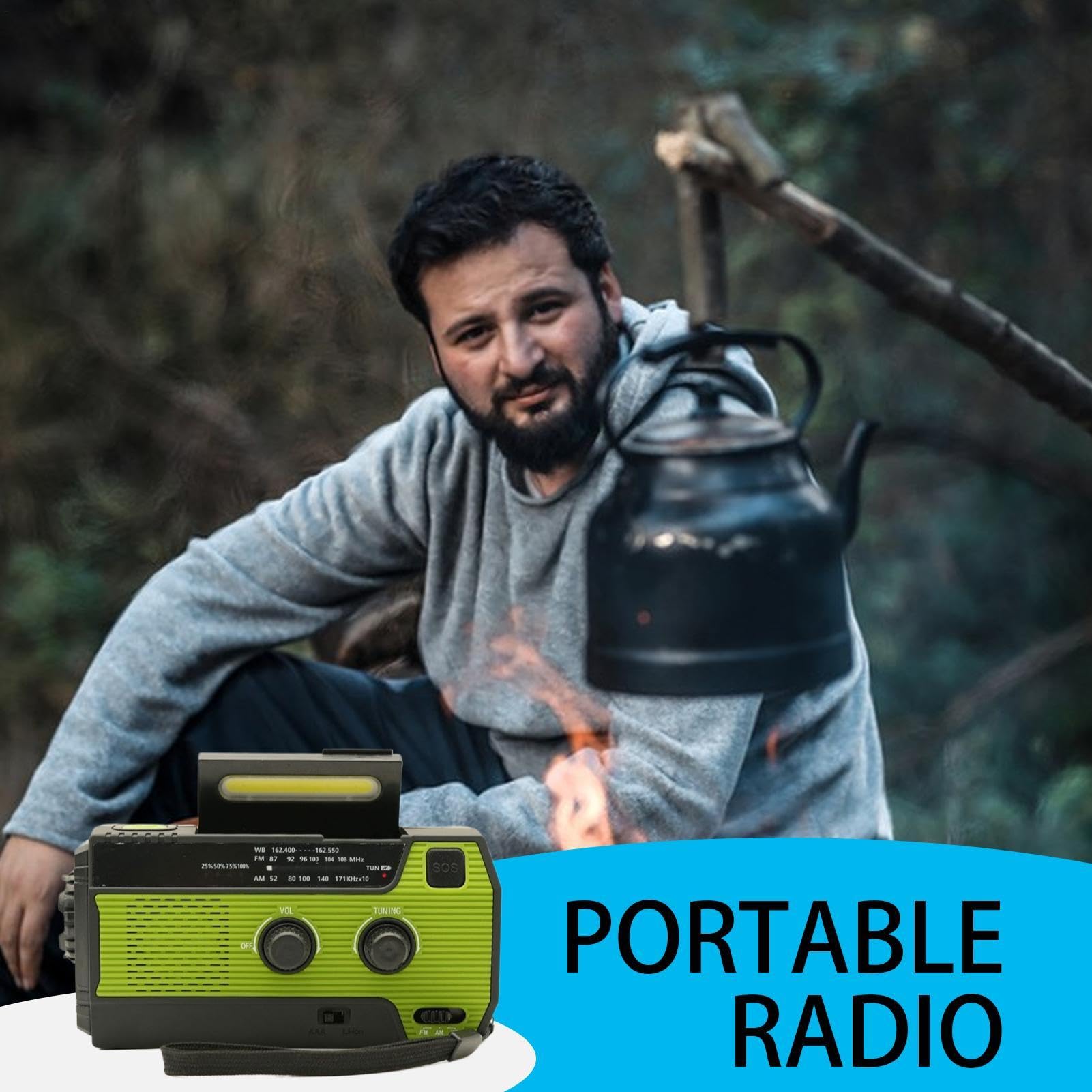 Radio portátil Equipo de supervivencia solar y de manivela | Radios AM FM De Bolsillo Para En Exteriores Para Interior, Hogar, Oficina, Camping, Picnic, Senderismo, Caza, Playa Y