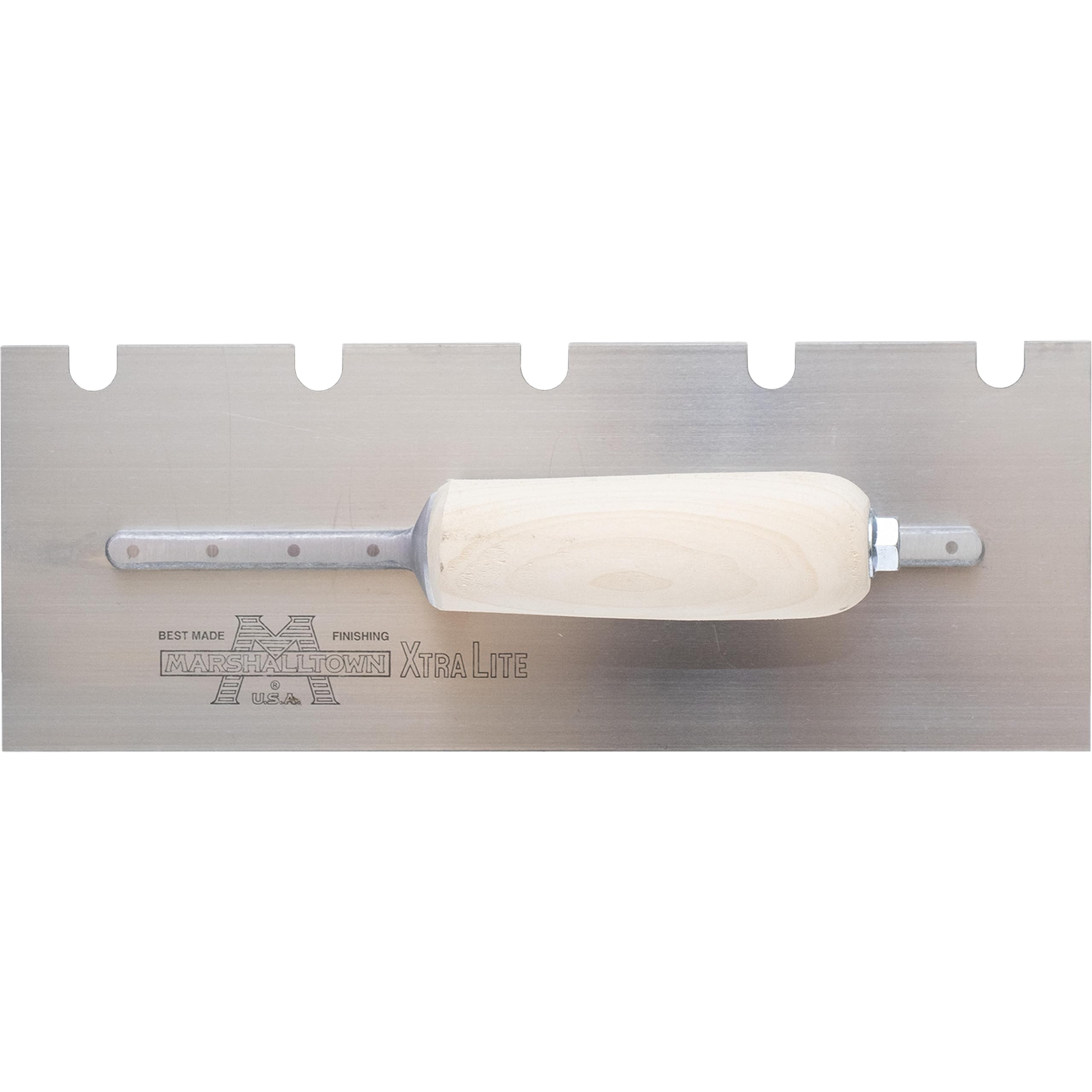 Marshalltown Llana Dentada, U -13x13x51 mm, Mango de Madera, Acero Inoxidable, Dimensiones: 279x102 mm