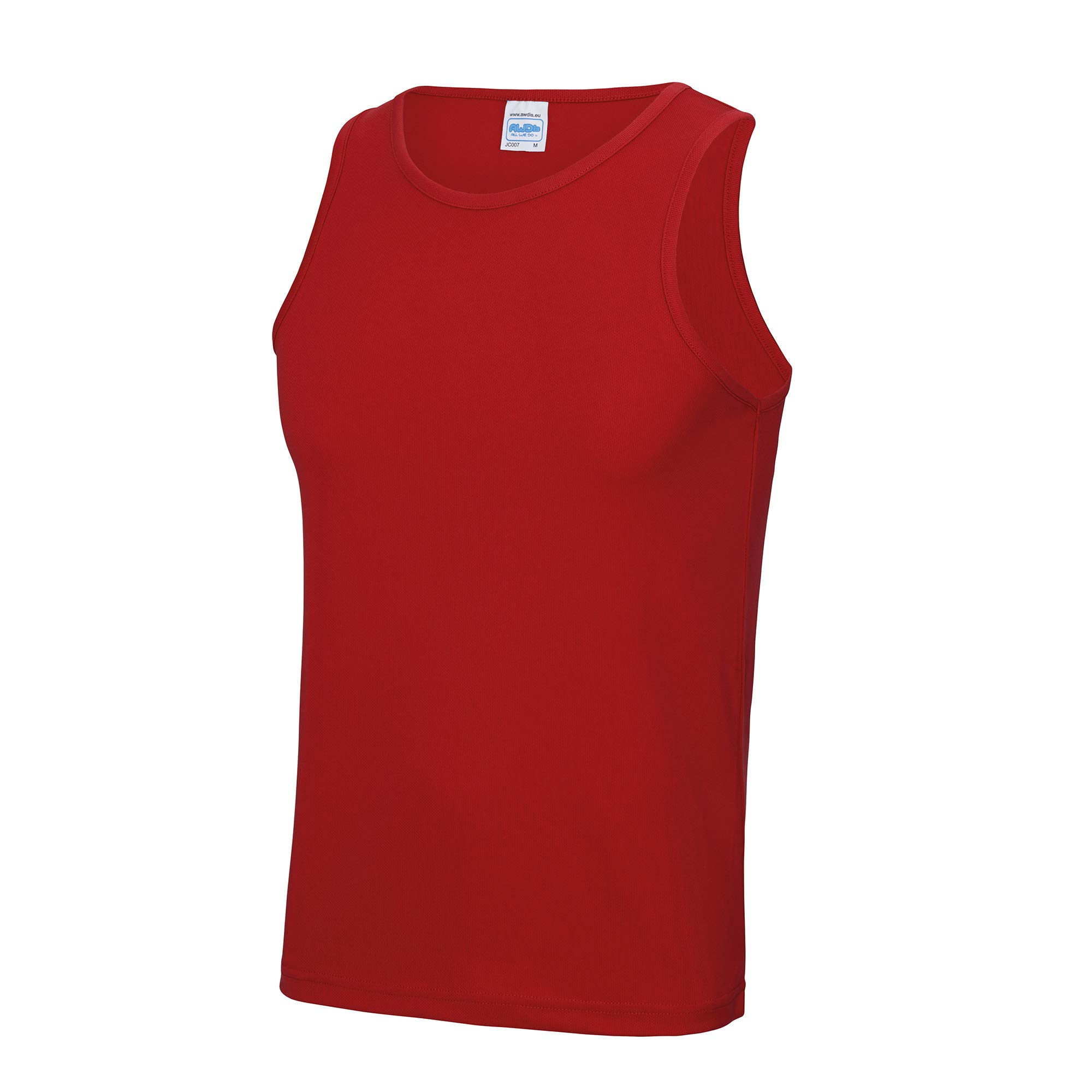 Just Cool Mens Sports Gym Plain Tank / Vest Top (2XL) (Fire Red)