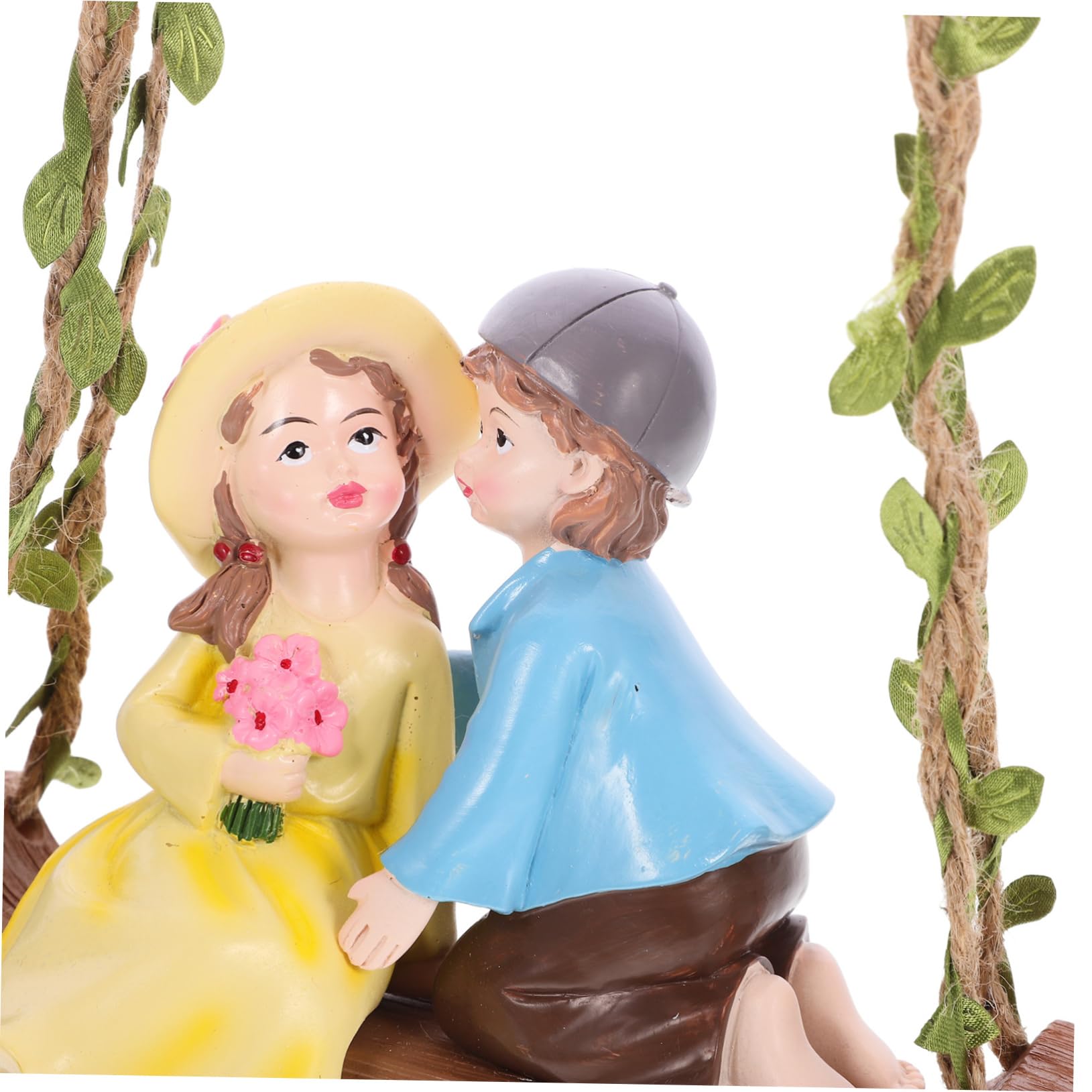 Toyvian 2 Stück Gartenfigur mit Schaukel Resin Miniatur Deko für Garten und Terrasse Romantische Hanging Swing Statue für zur Einweihung für Gartenliebhaber