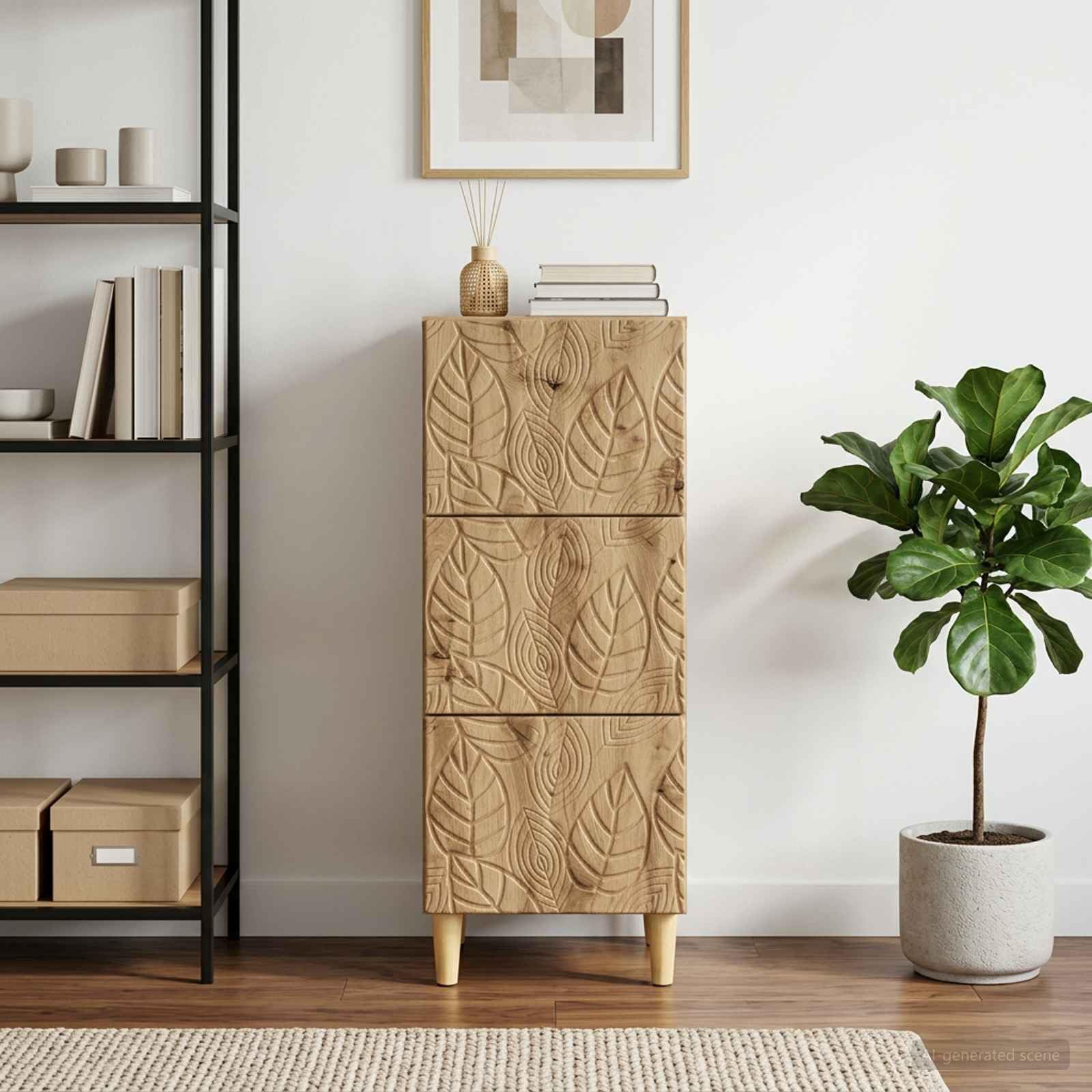 Armario con cajones en madera de roble Artisan, mueble robusto de 90 cm para un almacenamiento fiel