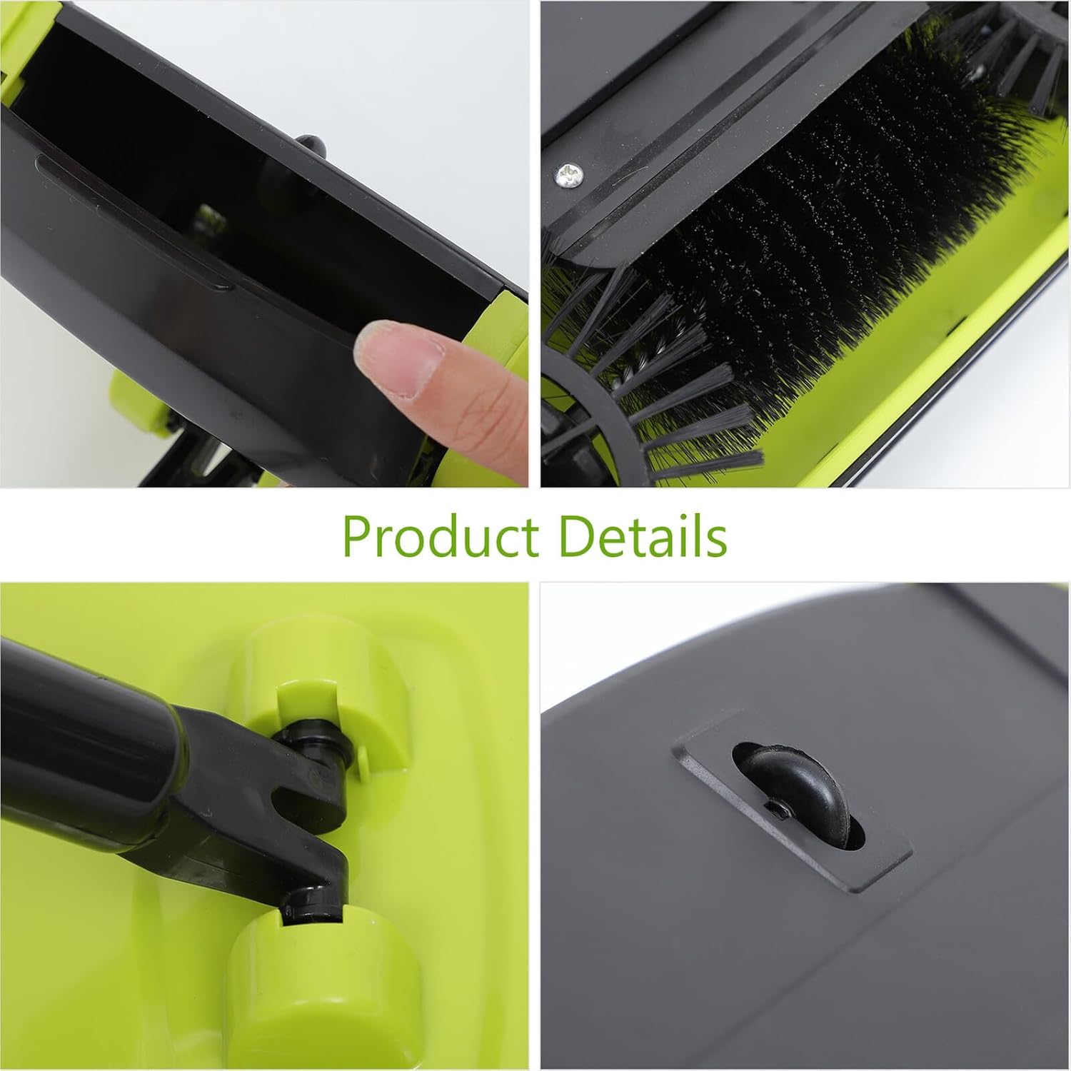 Manual Floor Sweeper Push Broom Dustpan Trash Bin Pet Roller Brush 360° Rotating Mop for Hard Flat Floors