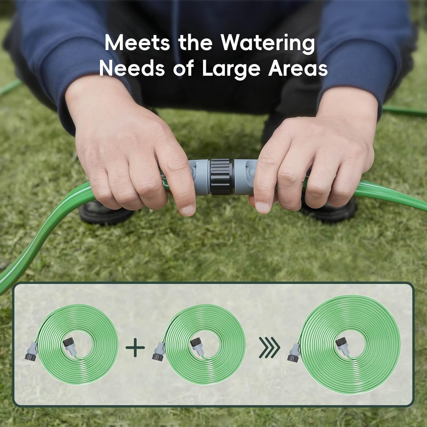 50 FT Sprinkler Soaker Hose for Garden Lawn Effortless Watering, Heavy-Duty No-Kink Irrigation Hose with Holes, More Energy Efficient Irrigation Systems, Ideal for Gardens, Yards