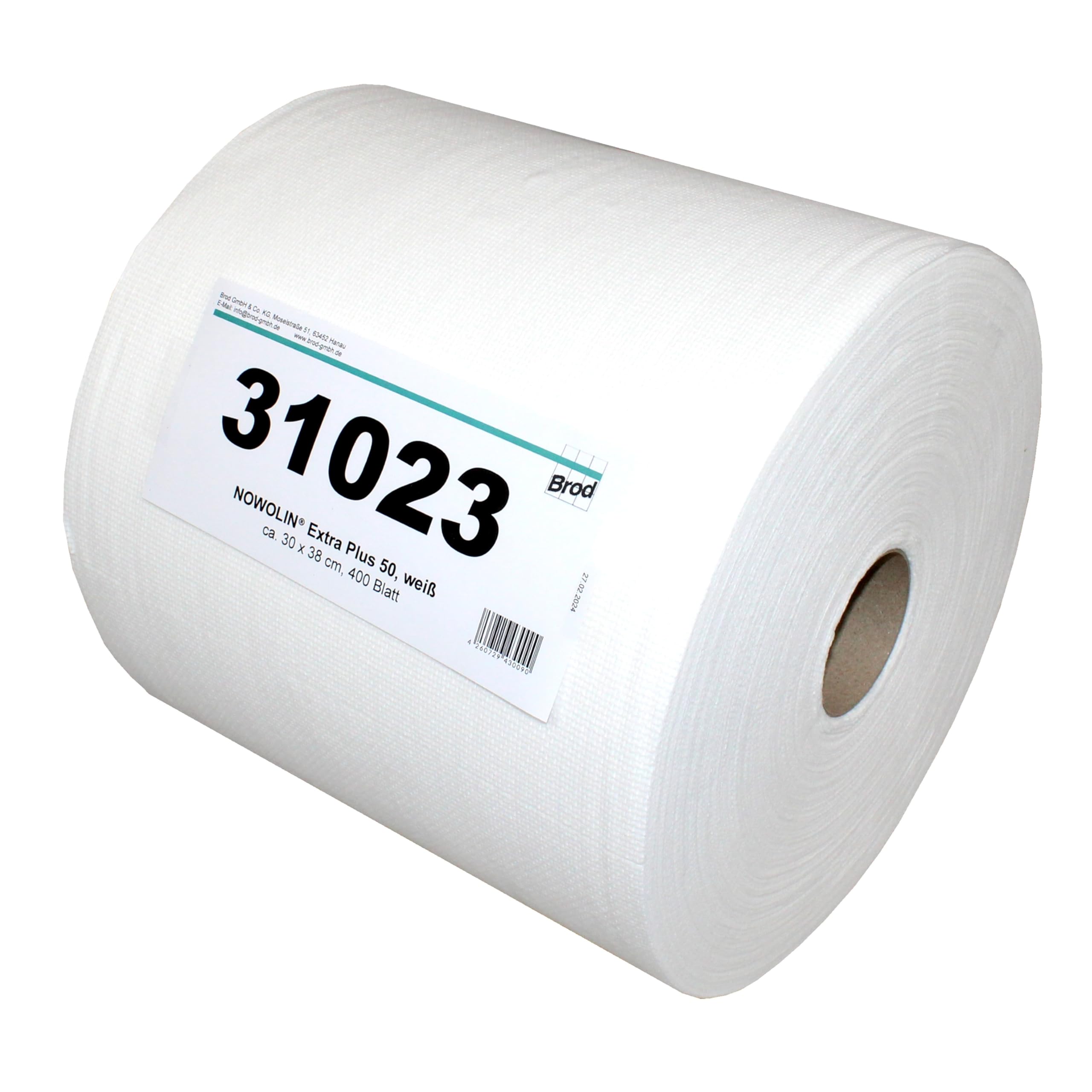 NOWOLIN® Universaltücher auf Rolle, 400 Blatt, 30x38 cm, Viskose Polyester | textilähnlich, reiß- und nassfest, waschbar, fusselarm, saugstark, für anspruchsvolle Reinigung in Industrie, Klinik & Labor