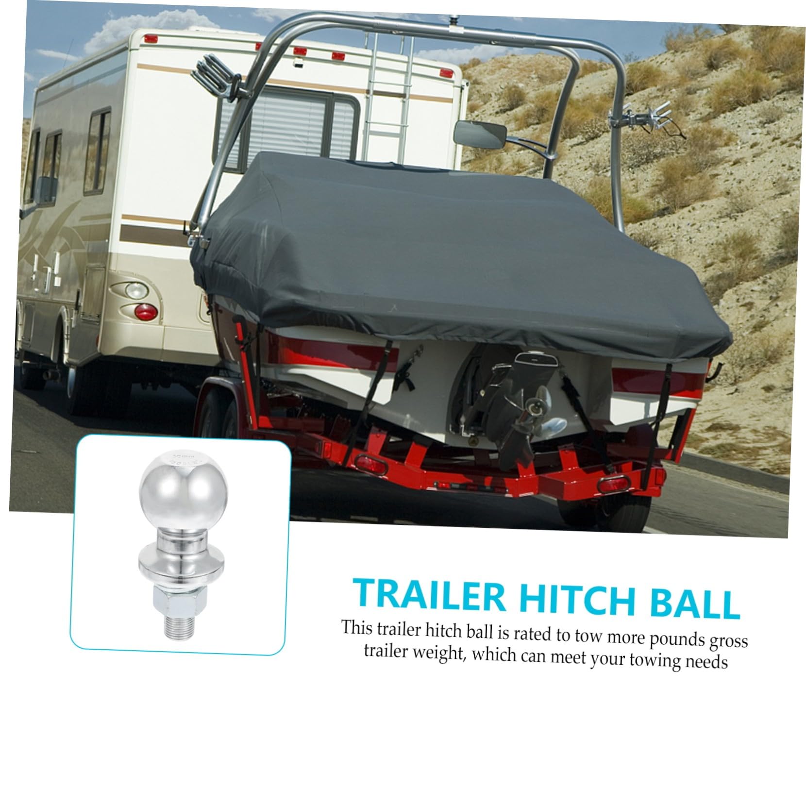 HANABASS Sfera per Gancio di Traino da 50mm Cromata Protezione dalla Ruggine e Forza di Trazione Affidabile, Accessorio Trailer per Auto per Festa Estiva e Soccorso Stradale