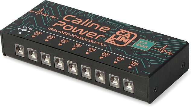 Caline CP-205 Guitar Pedal Power Supply, DC 9V True Isolated Pedalboard Power Supply with 8 Totally Isolated Outputs300mA/500mA, Noiselessly