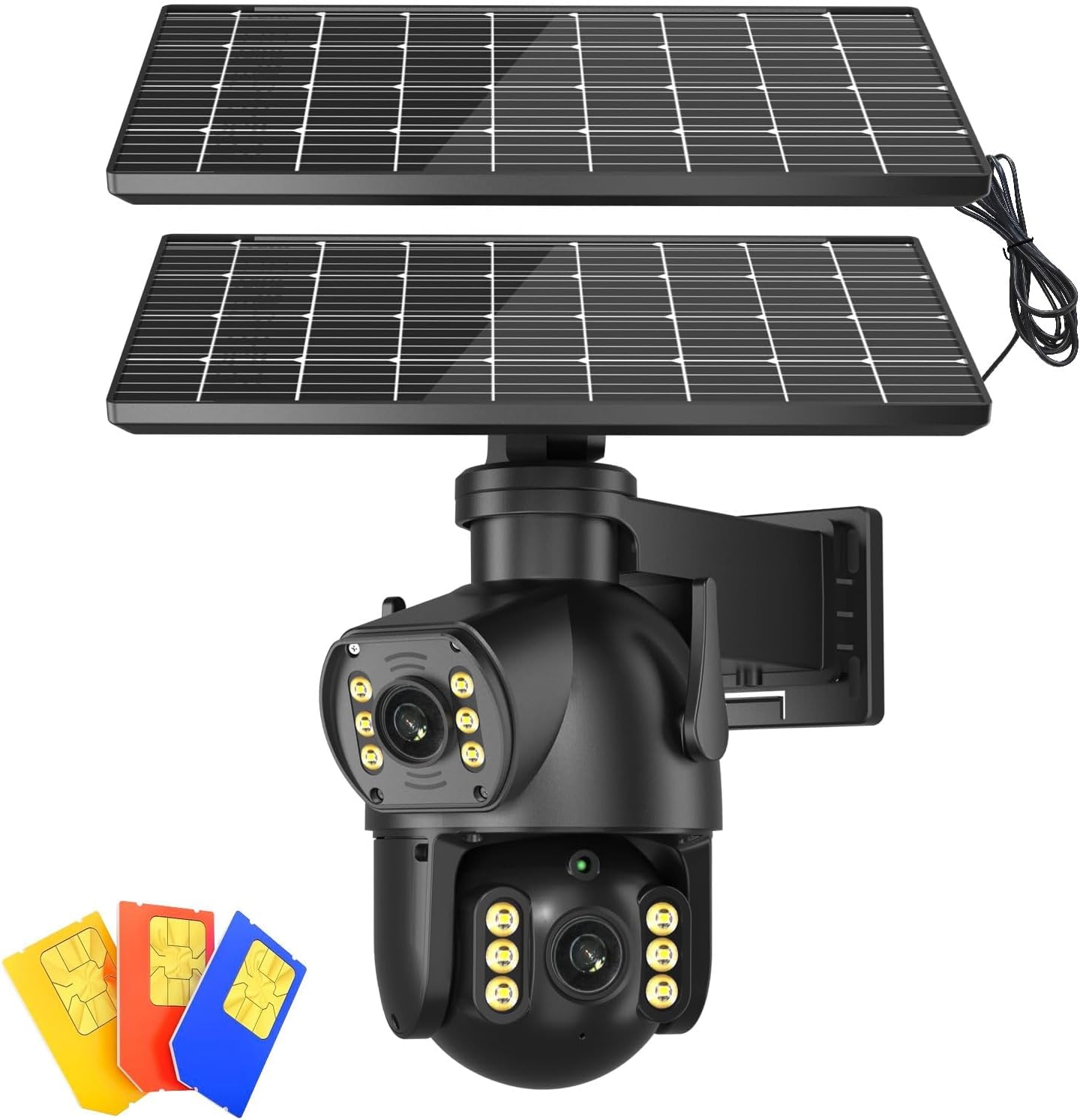 No WiFi Cellular Security Camera,4G LTE,Solar Panel Wireless Outdoor Security Camera,Dual-Lens Linkage,Ultra-Clear Picture Quality,Two-Way Voice Intercom,Night Vision,Motion Sensing,SD Card Playback