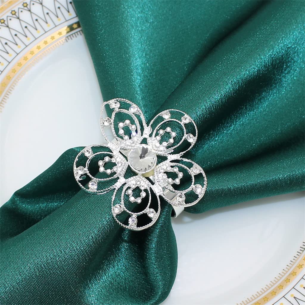 Servilletero de Boda con Anillos y Hebilla de Diamantes de imitación para decoración de Mesa de Cena de Boda (B como se Muestra)