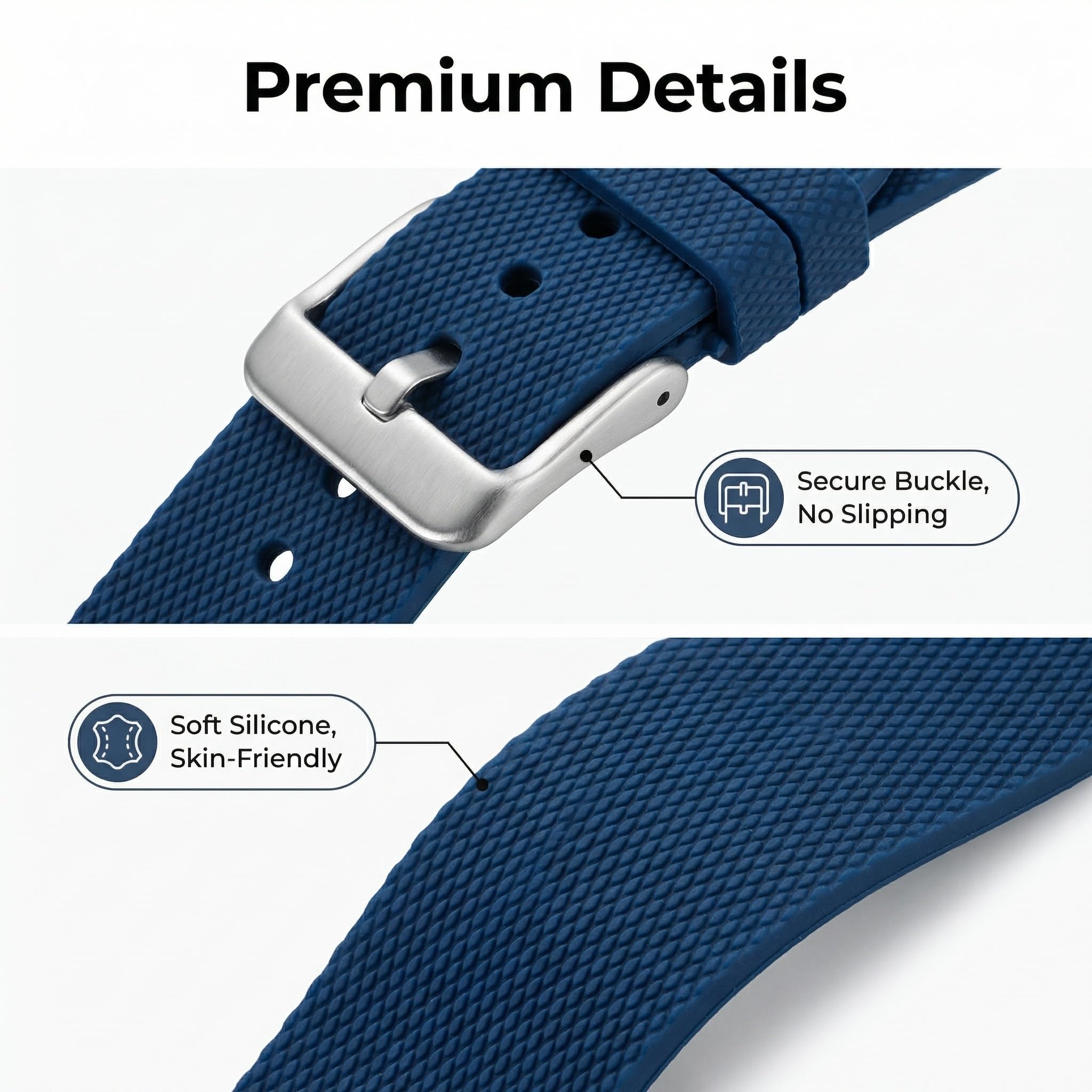 Silicone Sport Band Compatible with Hume Band Replacement, Ultra Soft Adjustable Strap with Secure Metal Buckle for Hume Health Band, Waterproof Wristband Accessories for Men Women Workout & Sleep - 4