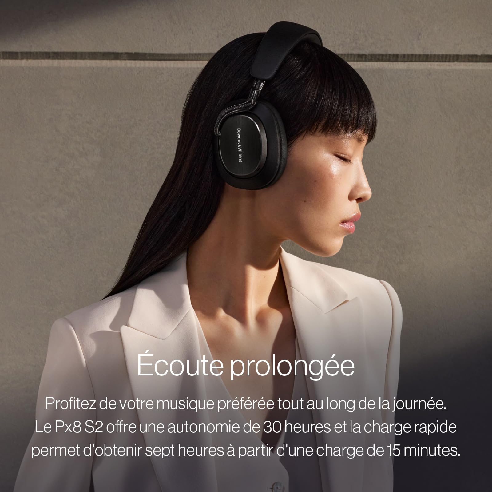 Bowers & Wilkins Px8 S2 Casque sans Fil à Réduction de Bruit avec Bluetooth Audio, & Recharge Rapide, 30 Heures de Lecture Haute Résolution et Microphone Intégré - Noir Onyx