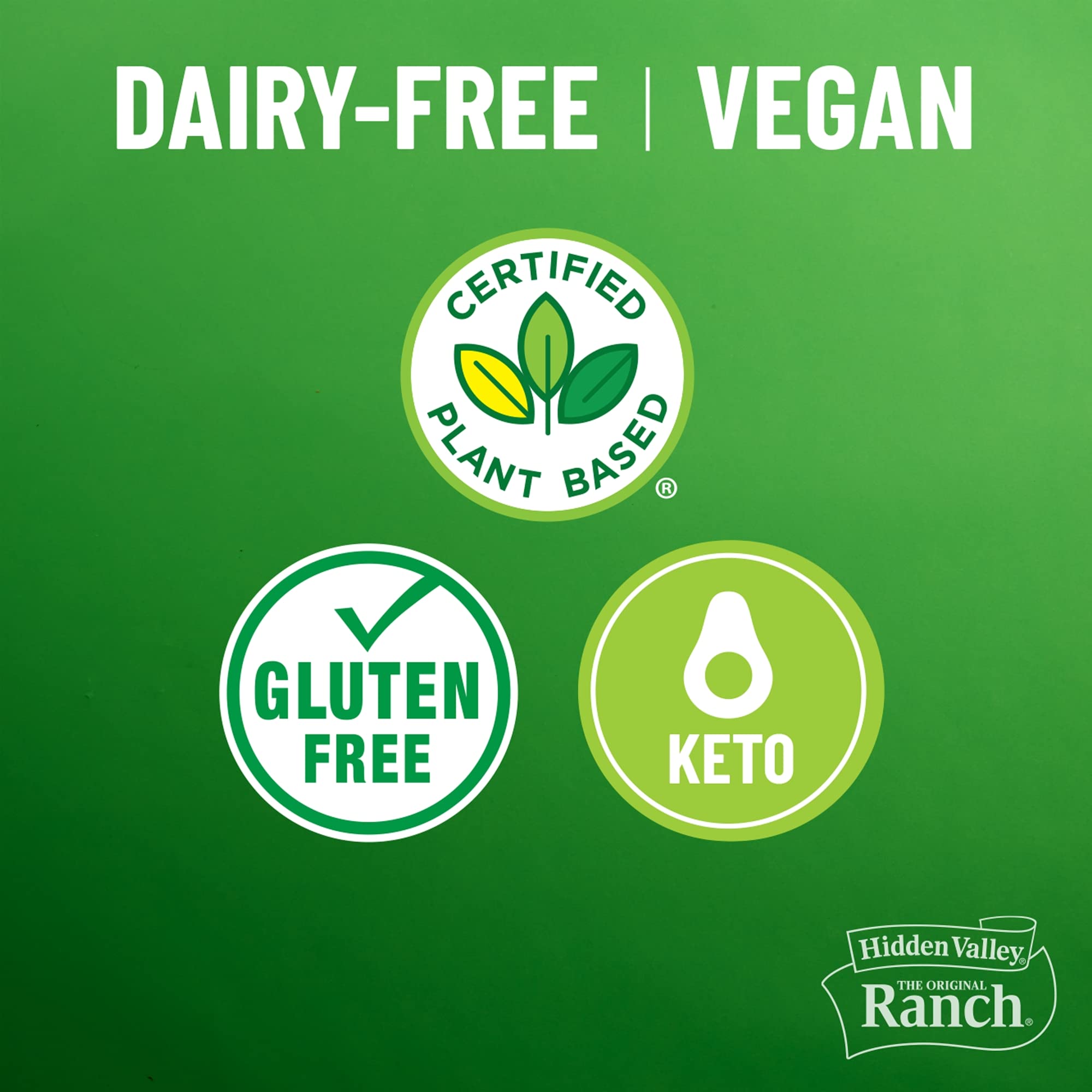 Hidden Valley The Original Ranch Würzige Pflanzenangetriebene Milchverband und Topping, vegan, glutenfrei, 30 ml (Paket kann variieren)