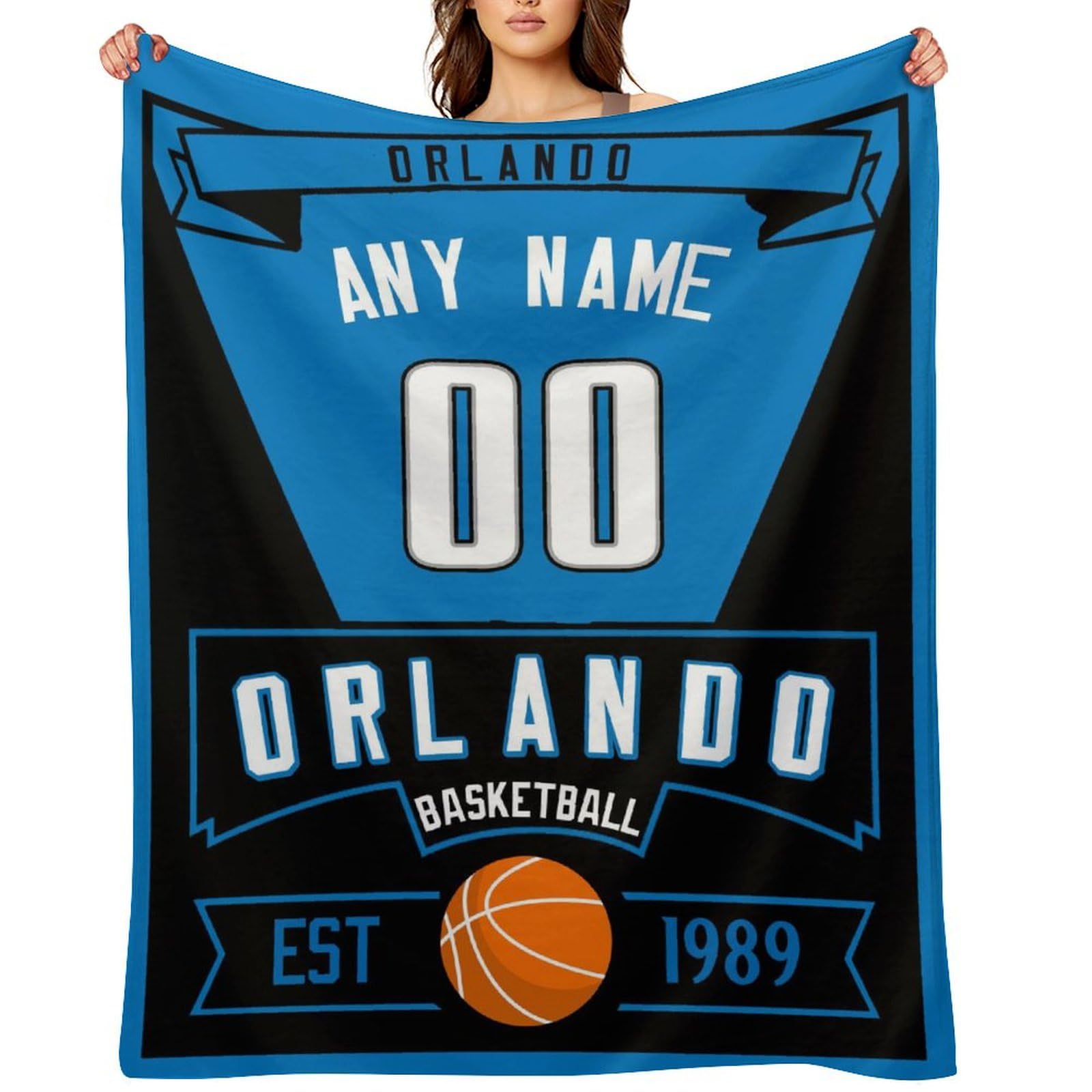 Custom Blanket for Basketball Fans Gift, City Flannel Throw Blankets Personalized Name & Number for Men Women Kids, Products Ships Next Day Printed in USA