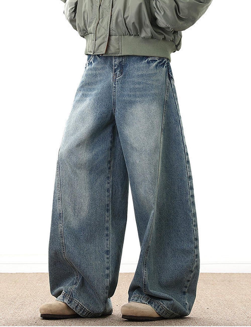 Nutriangee Men's Baggy Wide Leg Barrel Jeans Loose Fit Trendy Cutlass Streetwear Y2k Hip Hop Denim Pants - Image 5