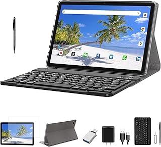 2023 Android 12 Tablet 2 in 1 Newest, 10.1 inch 128GB Storage+1TB Expand Tablet, Octa-Core Android Tablet, 2.4G/5G WiFi, 8MP+13MP Camera, with Keyboard, Case, Stylus, 7000mAh Battery