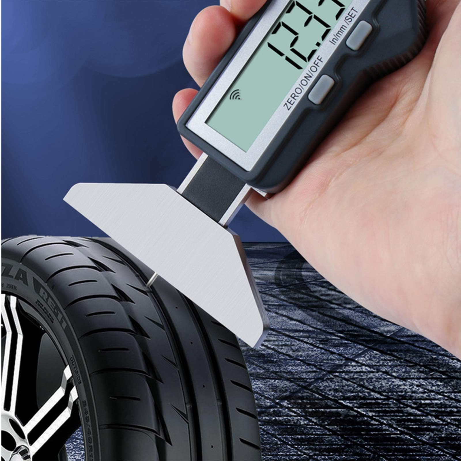 Reifenmessertiefe, LCD Digital Tire Profiltiefen Sie Tool, Bluetooth-Funktion, mit Inch und MM-Konvertierung genaue Messwerkzeuge für Cars-LKWs und SUV (Messbereich 0-25 mm)