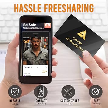 Customizable Digital Business Card with QR Code Custom NFC Card Logo Tap to Share Technology Compatible with iPhone & Android