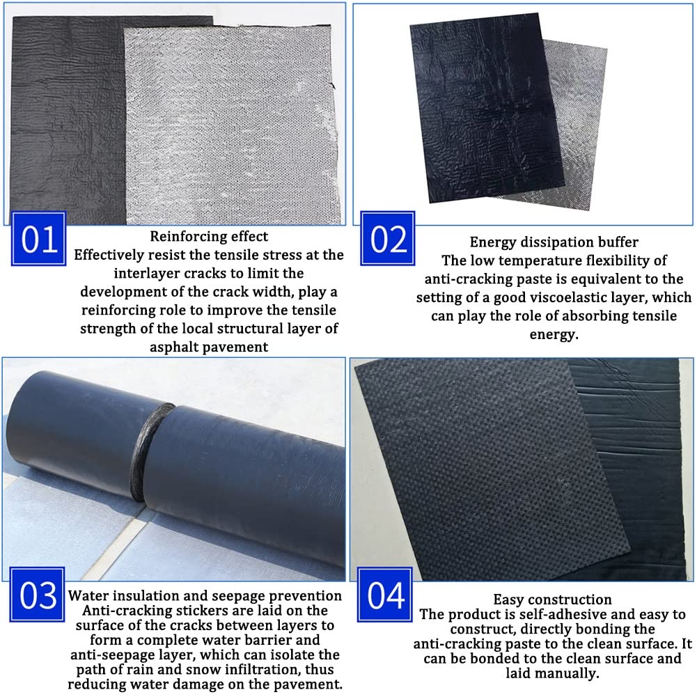 Junta de asfalto cinta de reparación, Cinta de asfalto relleno de grietas, autoadhesivo Impermeable y Protección UV Relleno de grietas de hormigón para Techos, Estacionamiento ( Color : Black , Size :