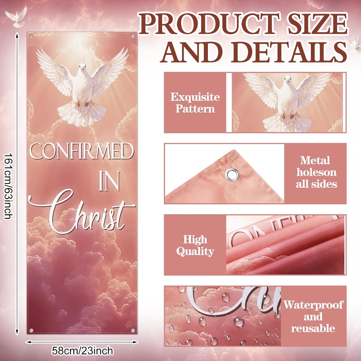 Hahafelt Confirmed in Christ Banner for Church Pentecost Adjustable x Shaped Stand Banner Christian Ceremonies Religious Decoration Inspirational Banners for Christian Churches Supply Confirmed in Christ 23 x 63 Inches