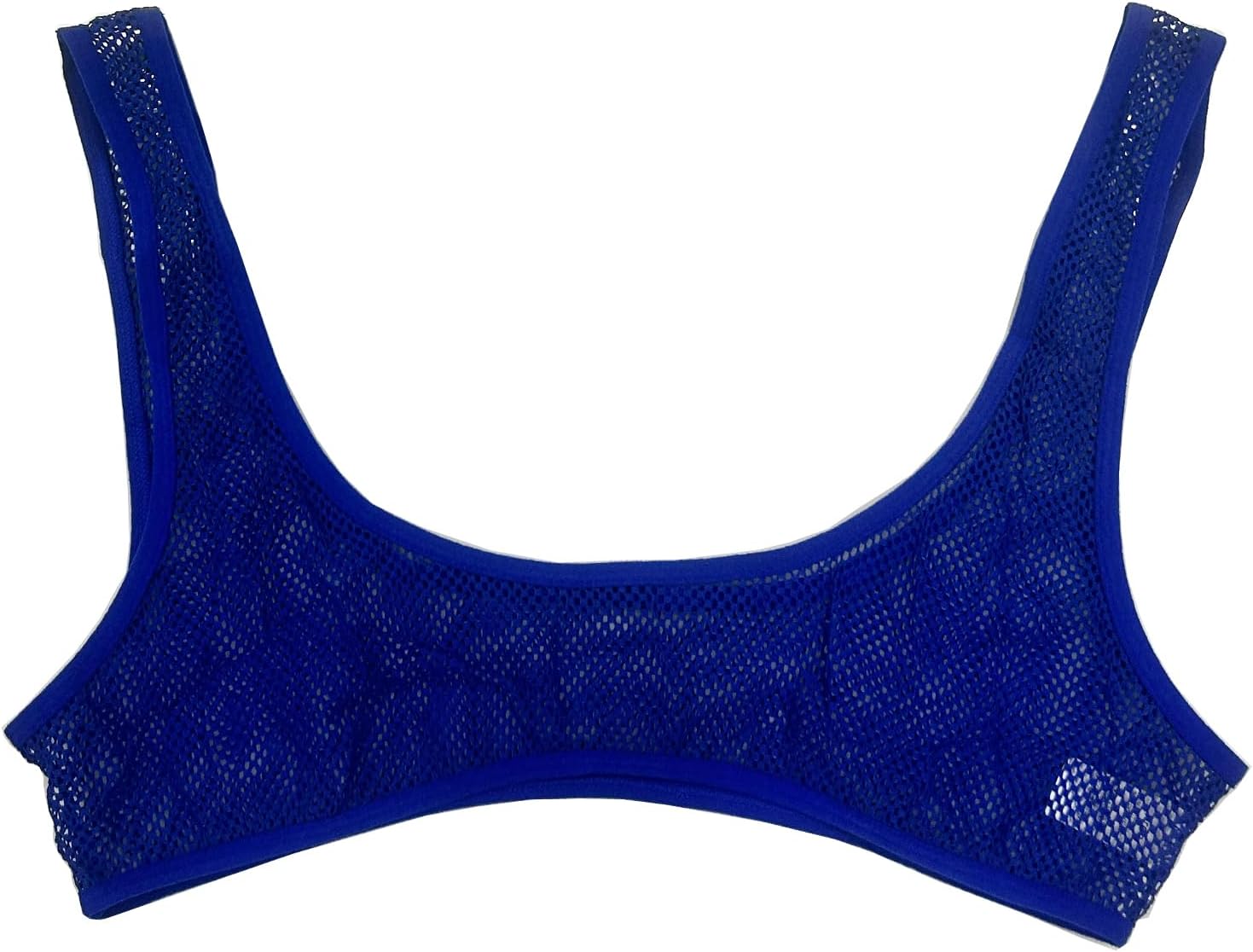 Women's Fishnet Mesh Crop Tops Deep U Bras Vest Spaghetti Strap Tank Tops